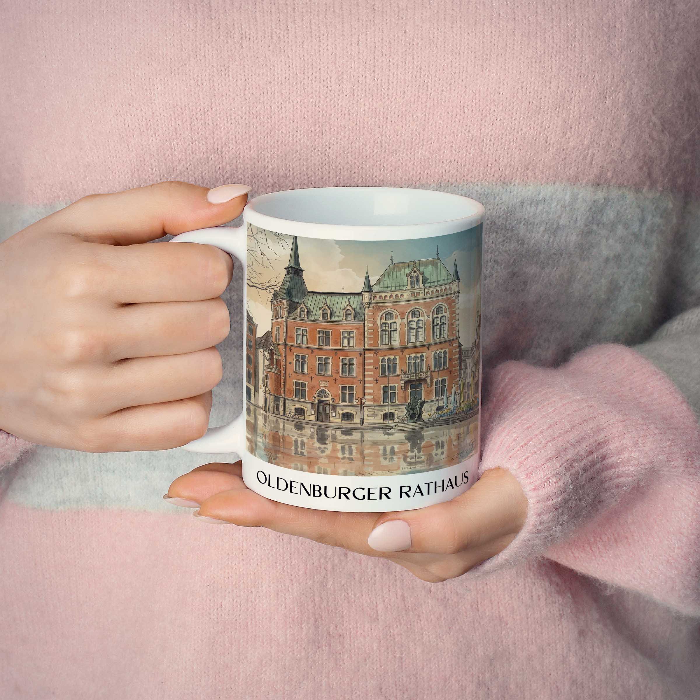 rathaus-oldenburg-deutschland-kaffeebecher-aquarell