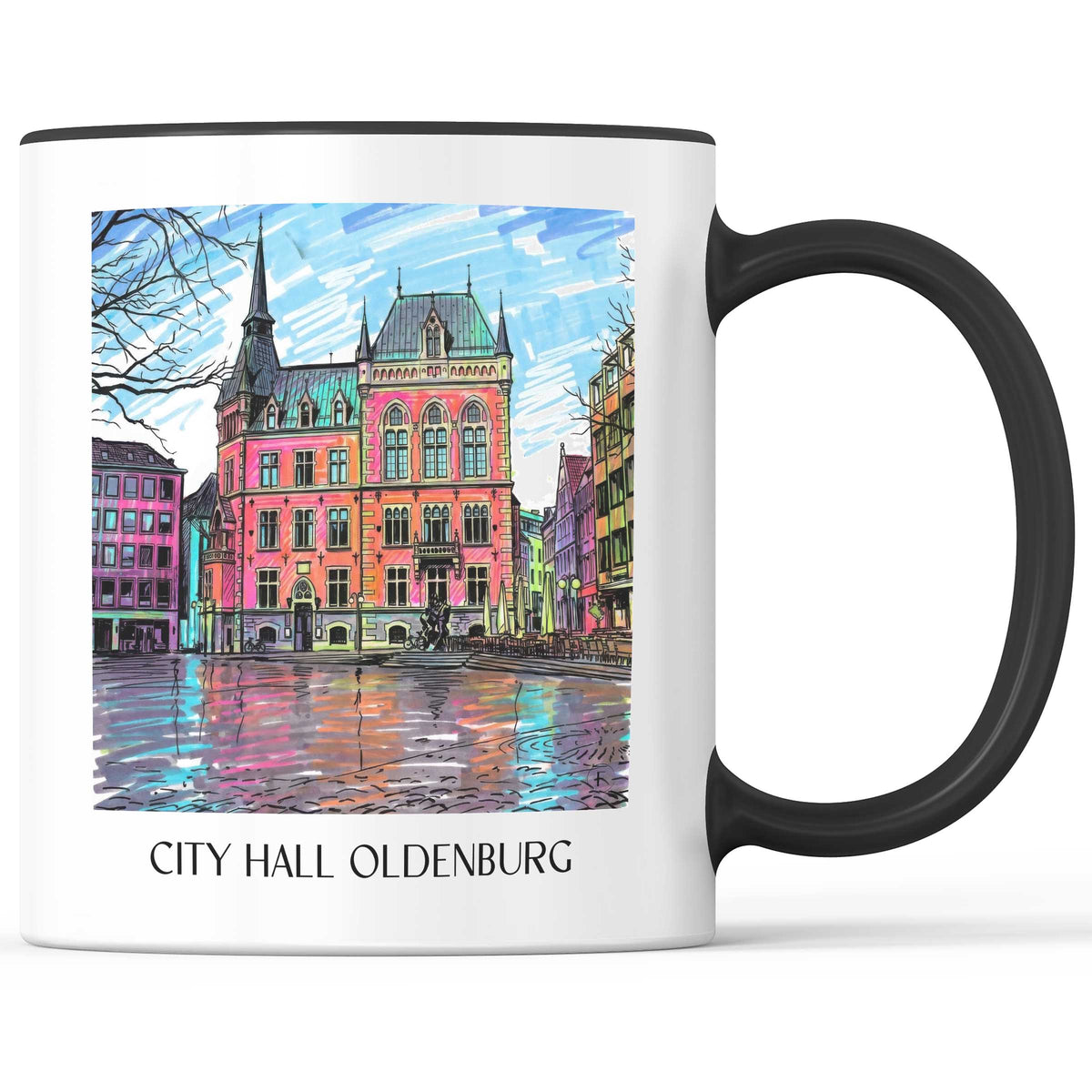 Rathaus Kaffeebecher - Oldenburg - Deutschland Becher - Kaffeetasse im Tag Graffiti Stil - favplace