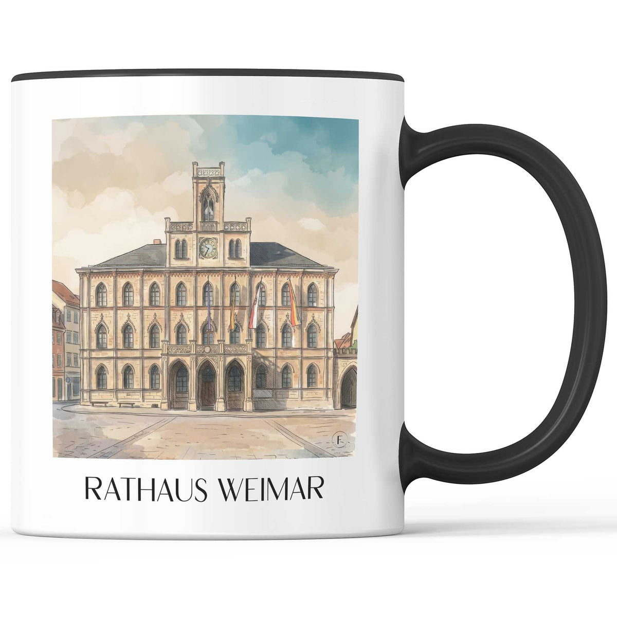 rathaus-weimar-deutschland-kaffeebecher-aquarell