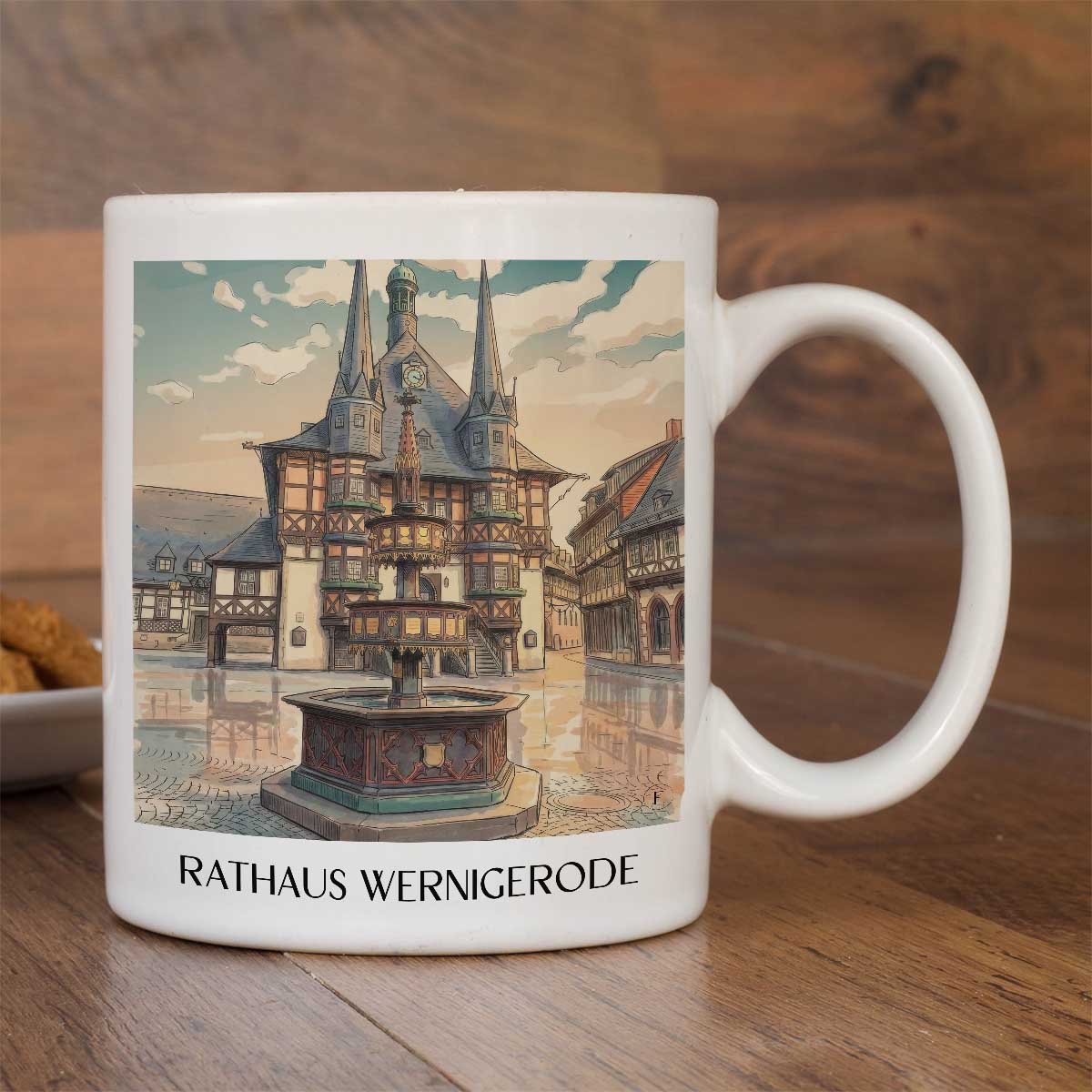 rathaus-wernigerode-deutschland-kaffeebecher-aquarell