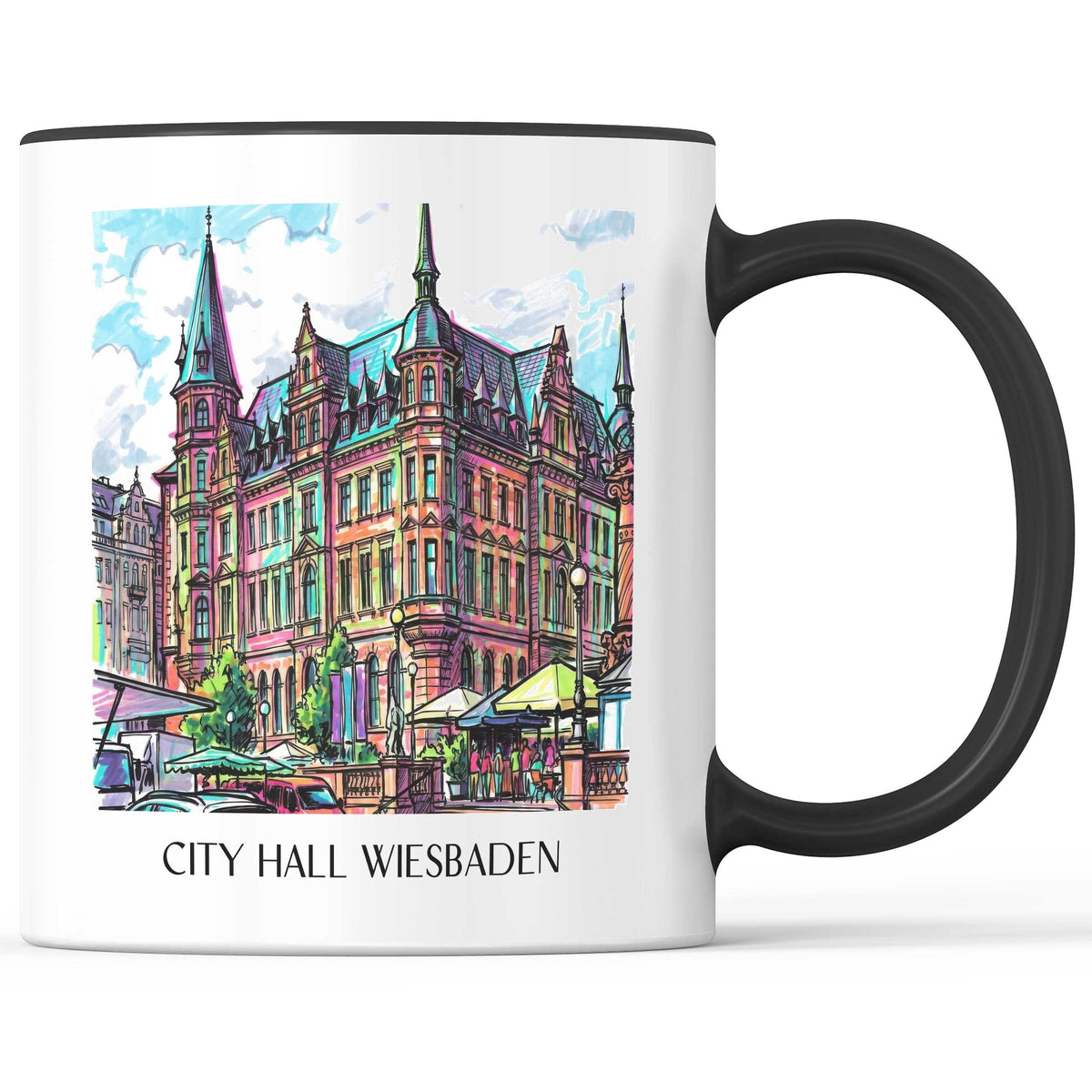 Rathaus Kaffeebecher - Wiesbaden - Deutschland Becher - Kaffeetasse im Tag Graffiti Stil - favplace
