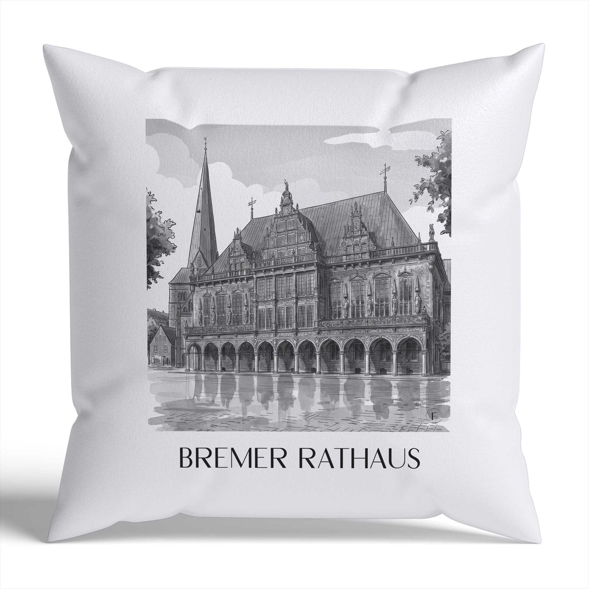 rathaus-bremen-deutschland-kissenbezug-aquarell-schwarz-weiss