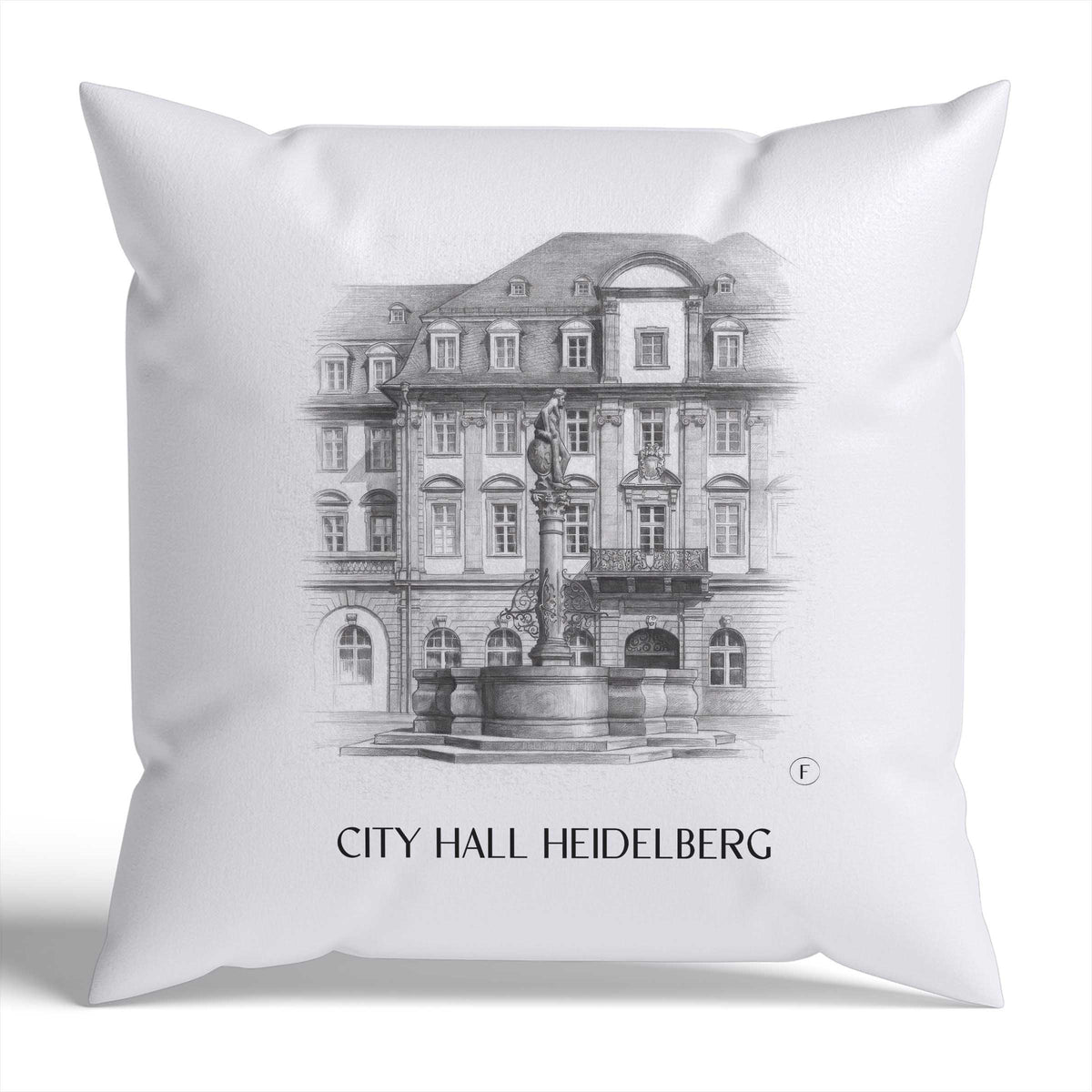 Rathaus Kissenhülle - Zierkissen Bezug - Heidelberg - Deutschland Kissen bzw. Kissenbezug im Zeichnung Stil - favplace