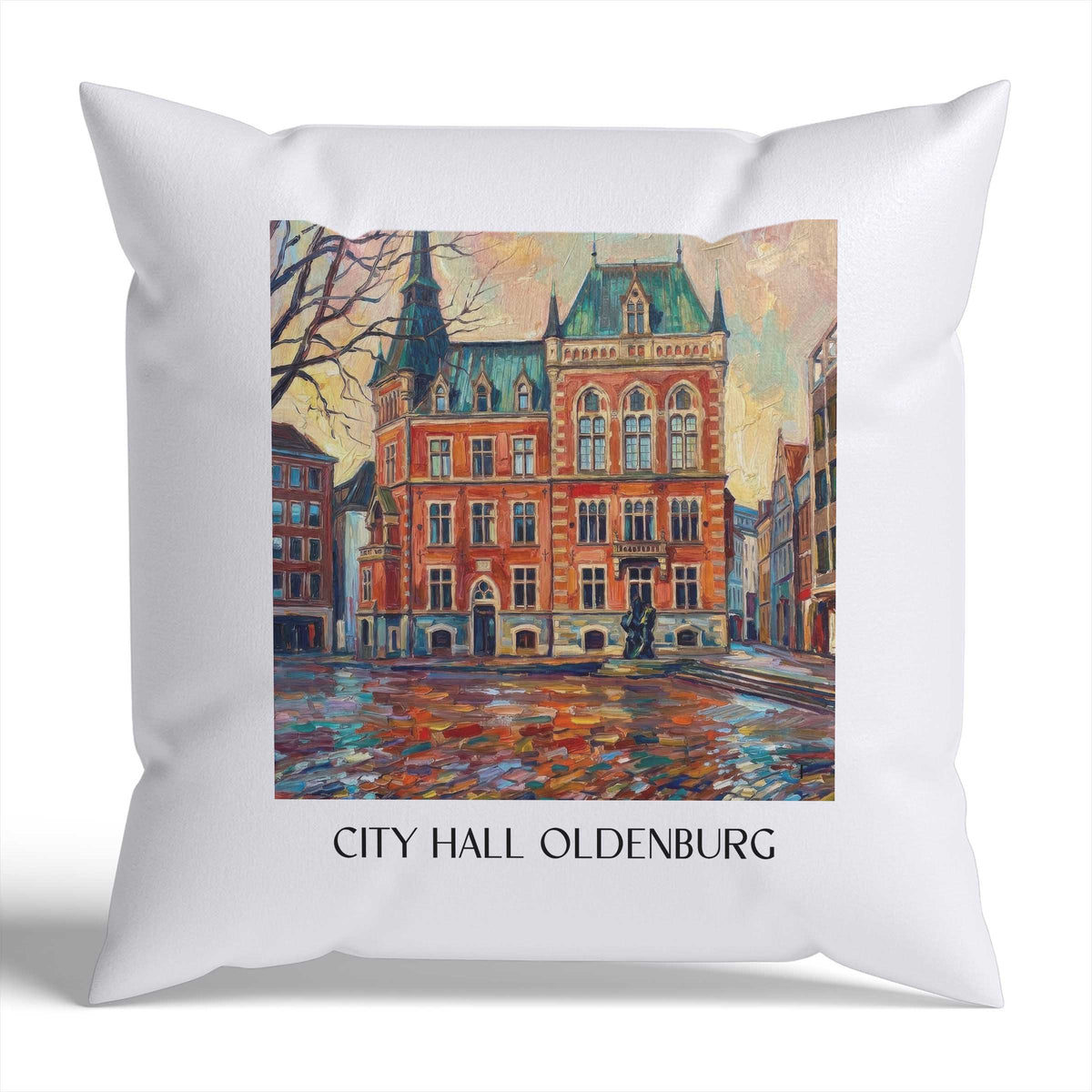Rathaus Kissenhülle - Zierkissen Bezug - Oldenburg - Deutschland Kissen bzw. Kissenbezug im Ölgemälde Stil - favplace