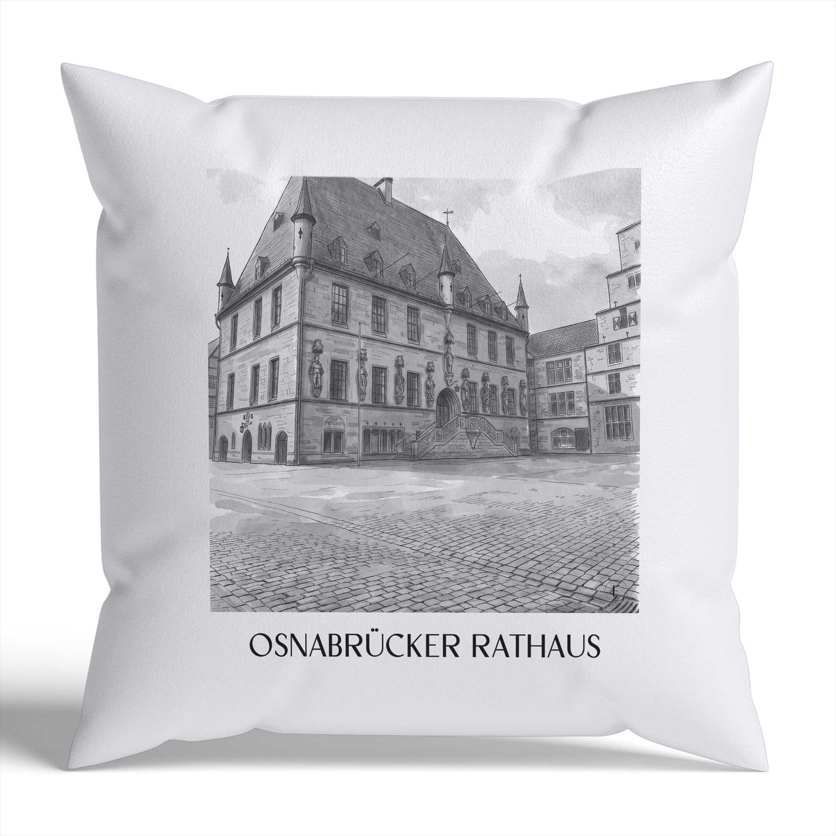 rathaus-osnabrück-deutschland-kissenbezug-aquarell-schwarz-weiss