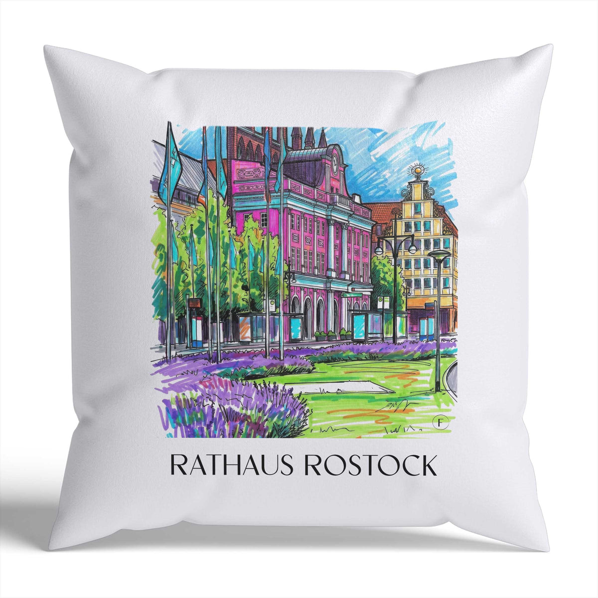 rathaus-rostock-deutschland-kissenbezug-graffiti