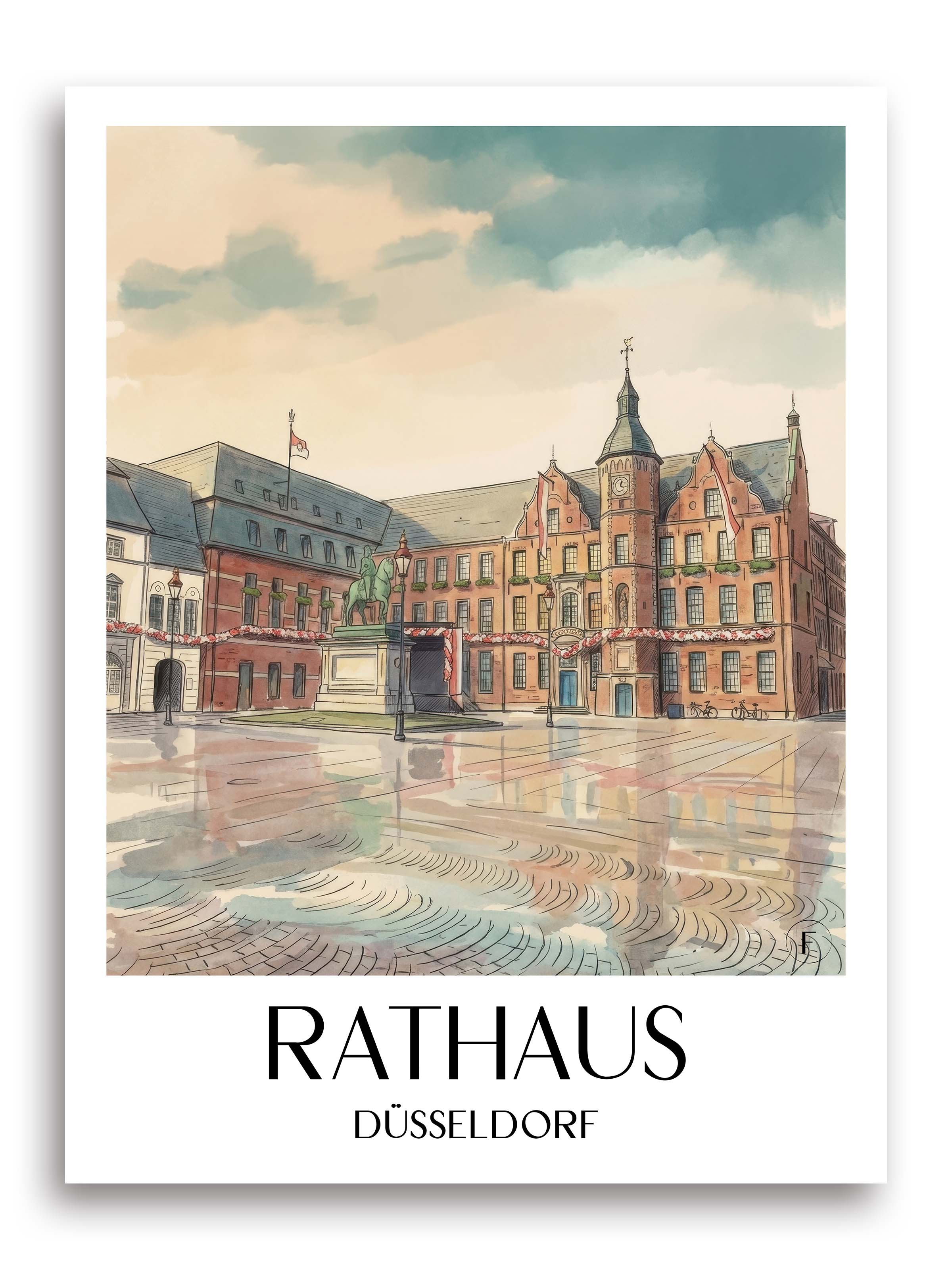 rathaus-düsseldorf-deutschland-poster-aquarell
