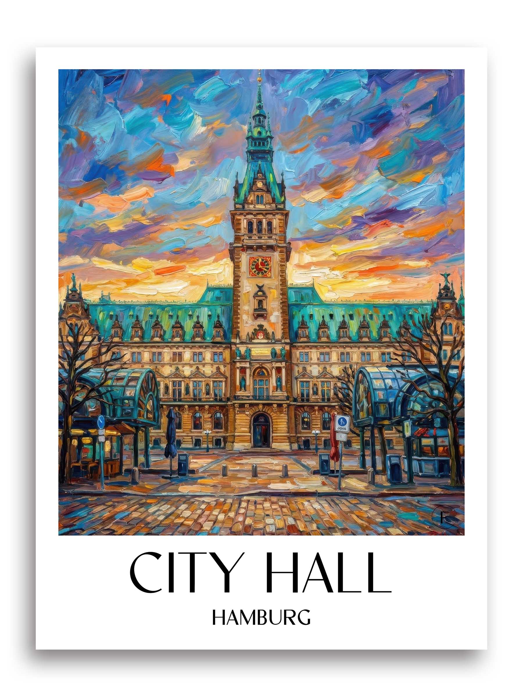 Rathaus Poster - Hamburg - Deutschland Kunstdruck - Ölgemälde von A4 bis A1 - favplace