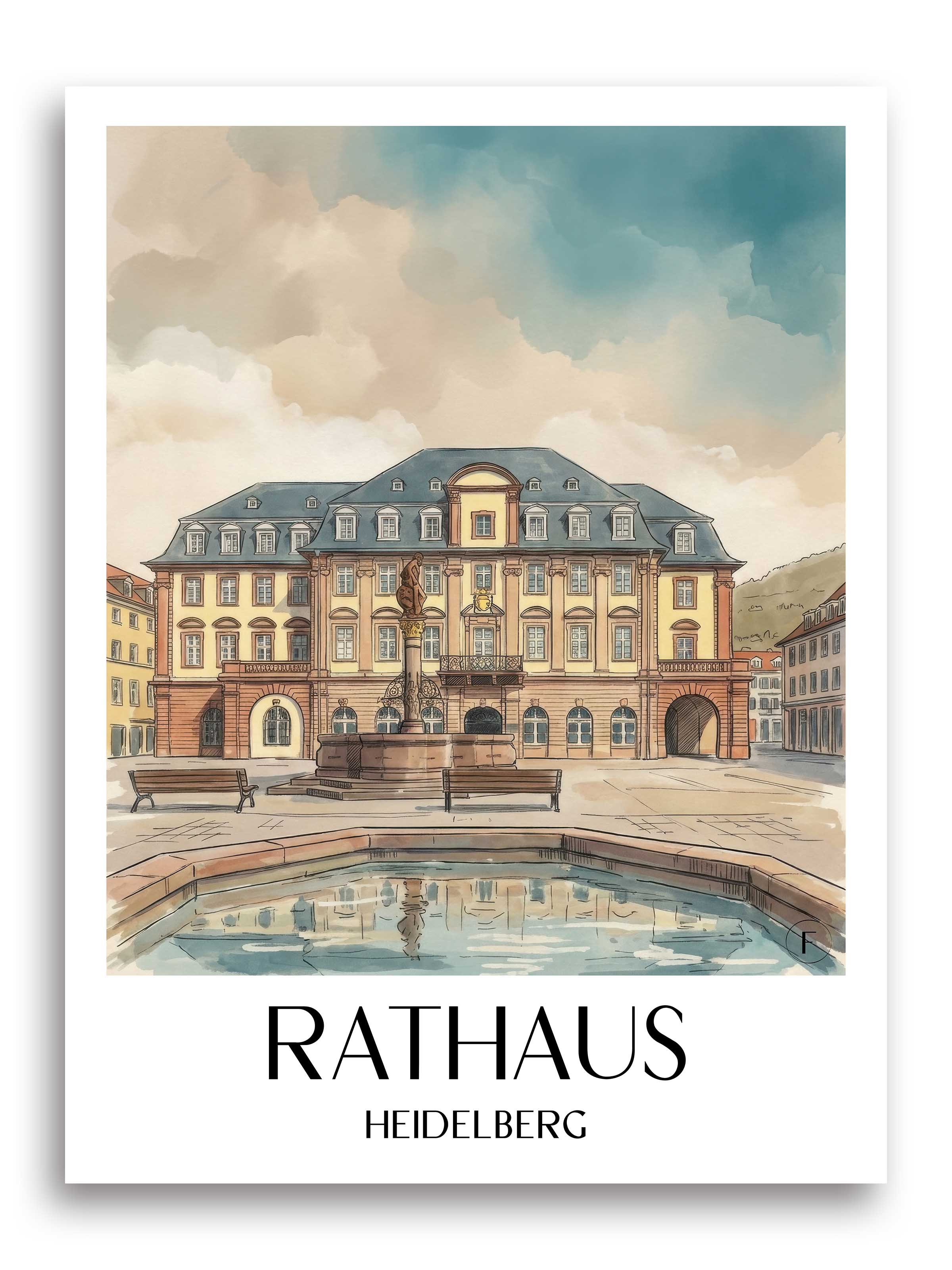 rathaus-heidelberg-deutschland-poster-aquarell