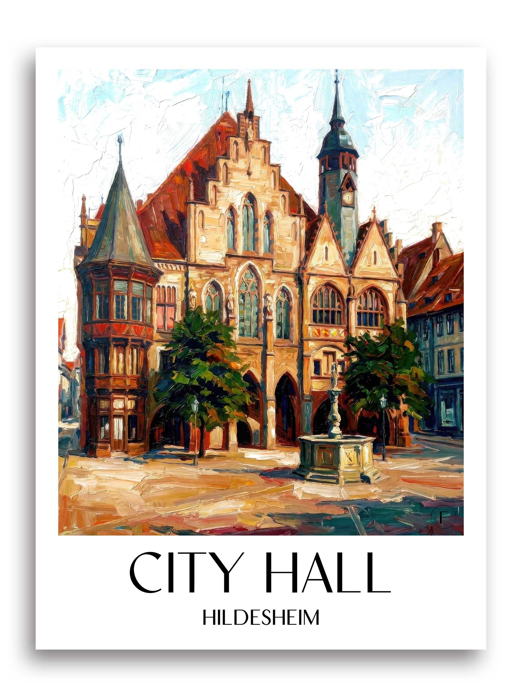 Rathaus Poster - Hildesheim - Deutschland Kunstdruck - Ölgemälde von A4 bis A1 - favplace