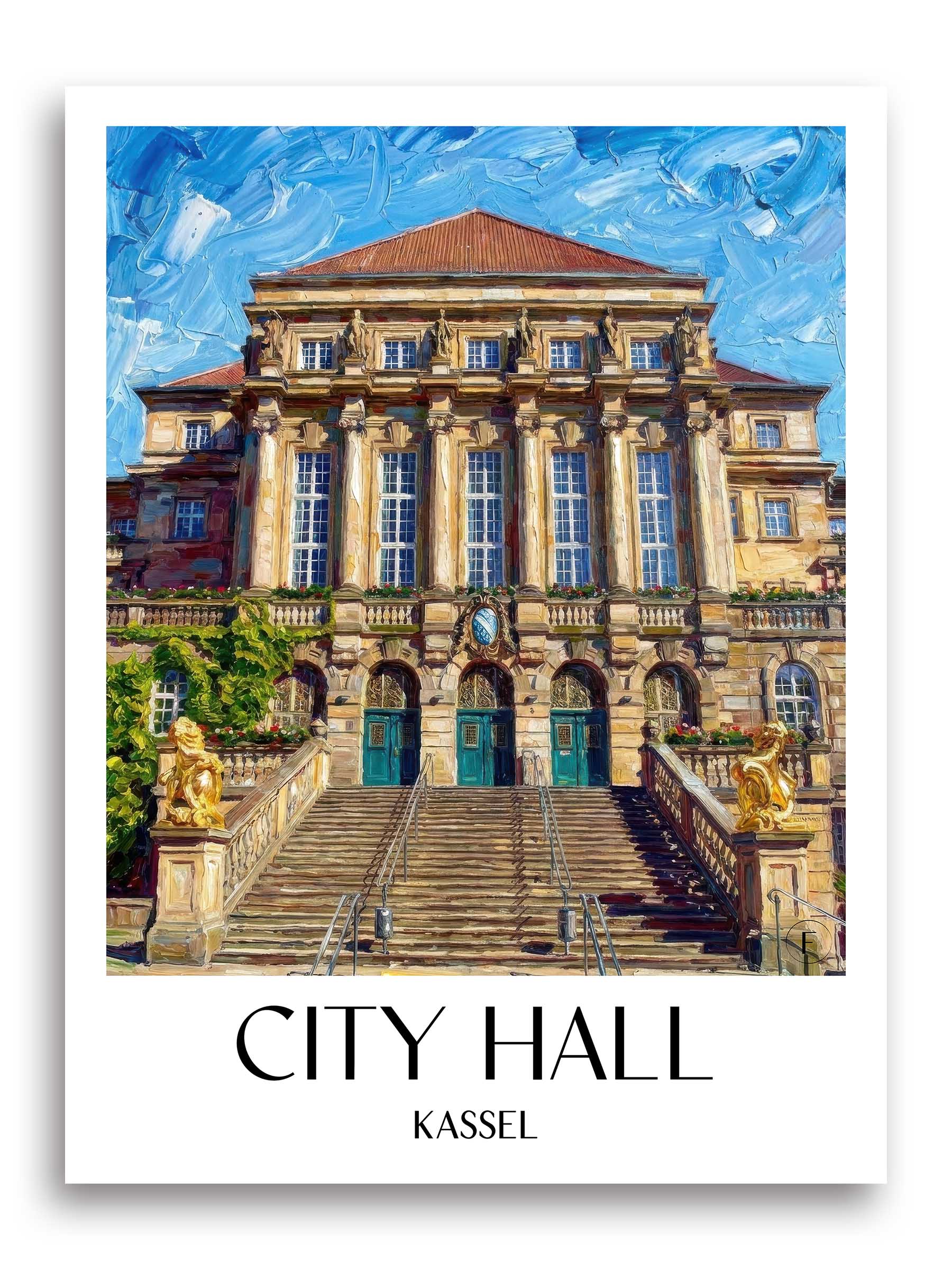 Rathaus Poster - Kassel - Deutschland Kunstdruck - Ölgemälde von A4 bis A1 - favplace