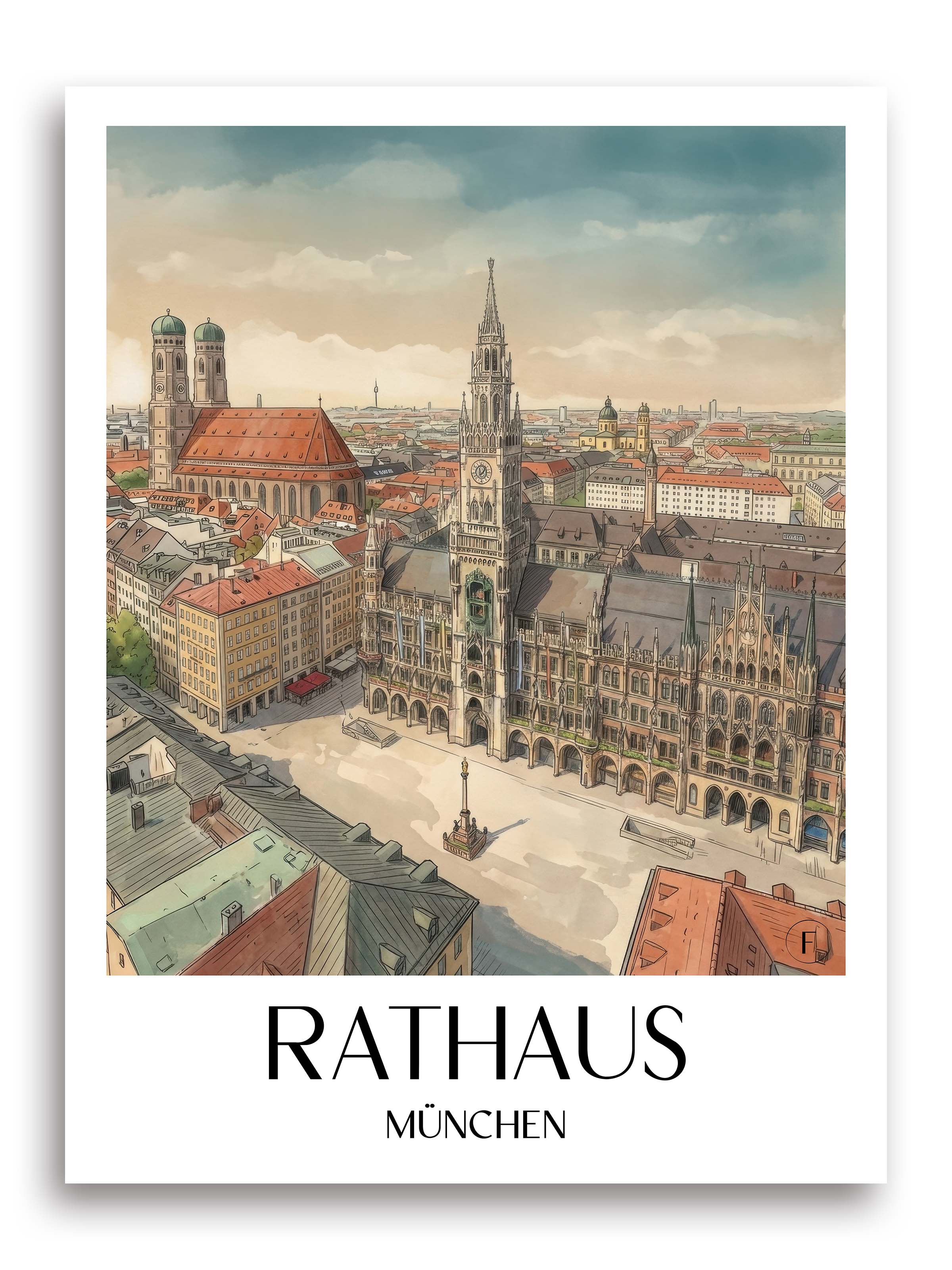 rathaus-münchen-deutschland-poster-aquarell