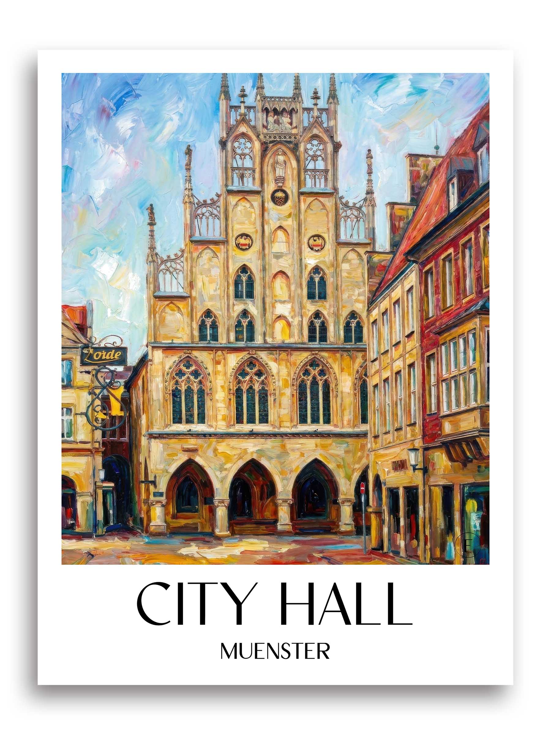 Rathaus Poster - Münster - Deutschland Kunstdruck - Ölgemälde von A4 bis A1 - favplace
