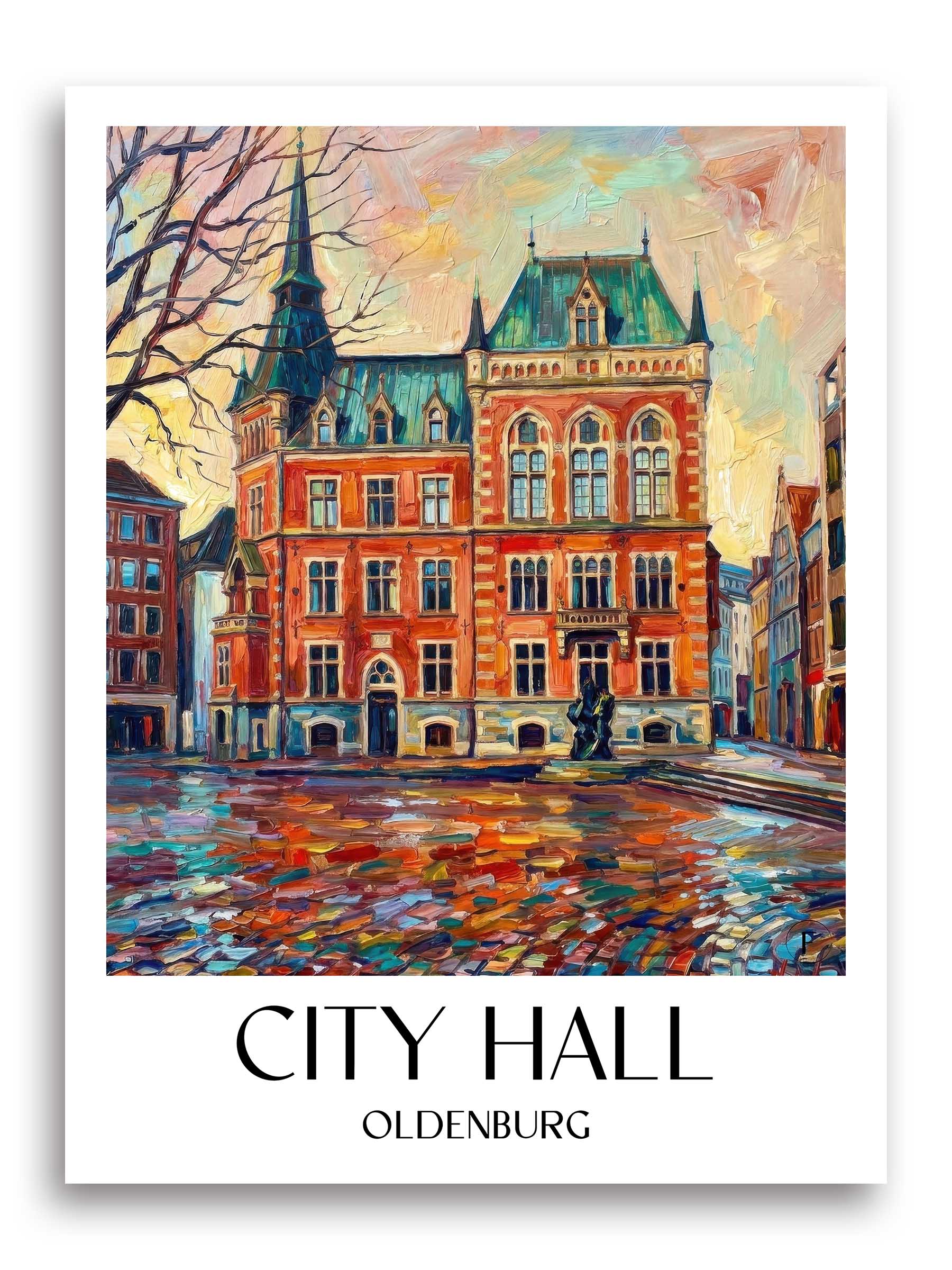 Rathaus Poster - Oldenburg - Deutschland Kunstdruck - Ölgemälde von A4 bis A1 - favplace