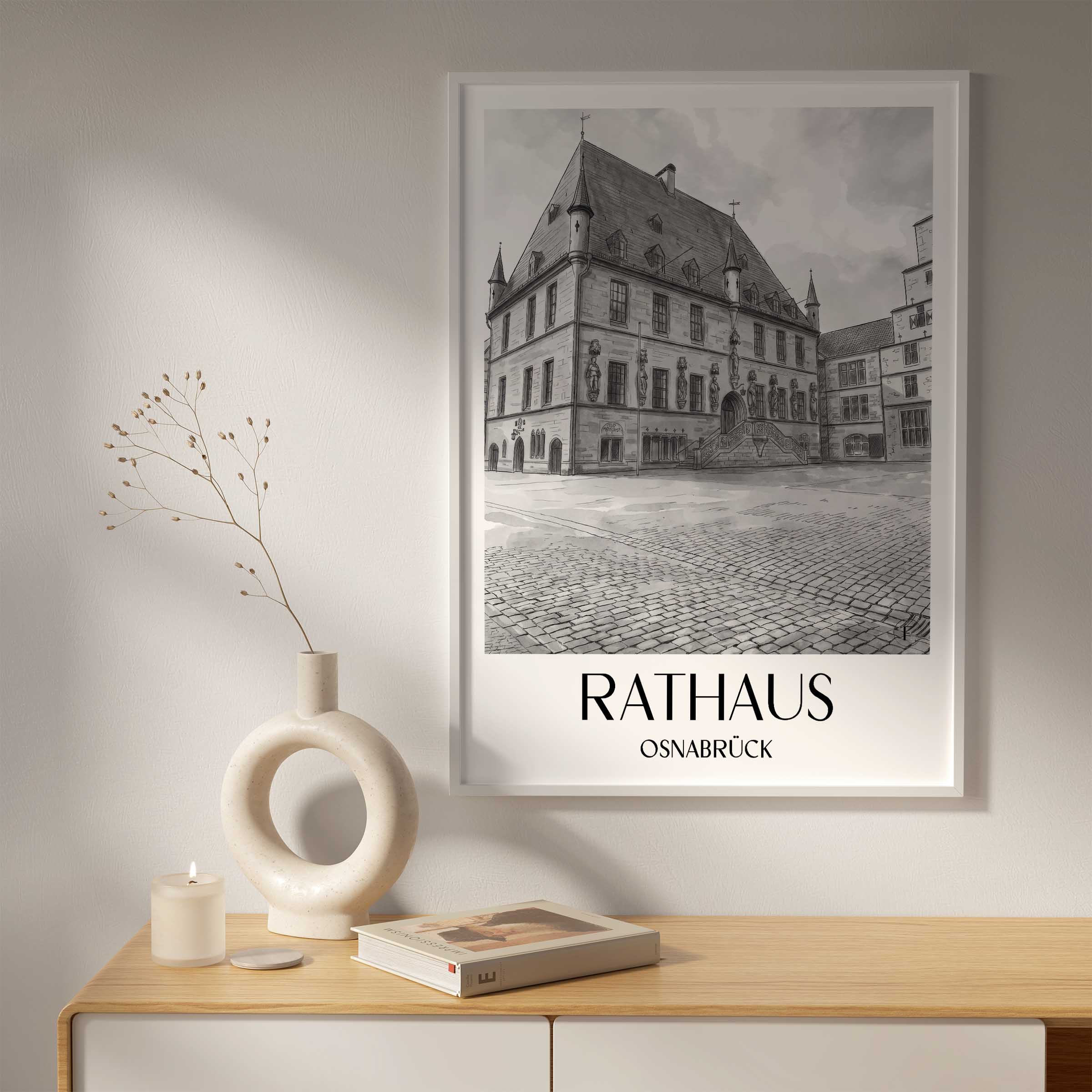 rathaus-osnabrück-deutschland-poster-aquarell-schwarz-weiss