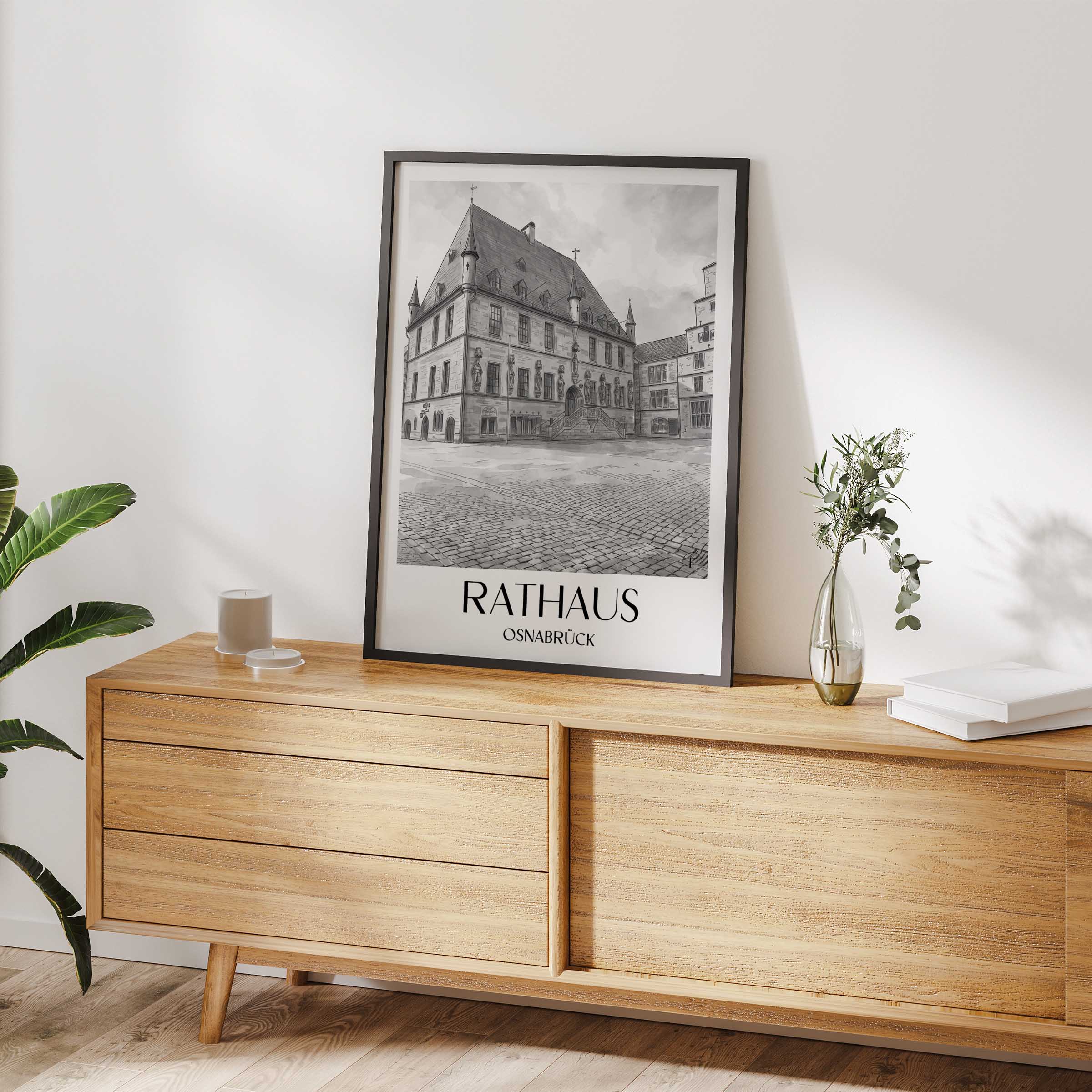 rathaus-osnabrück-deutschland-poster-aquarell-schwarz-weiss