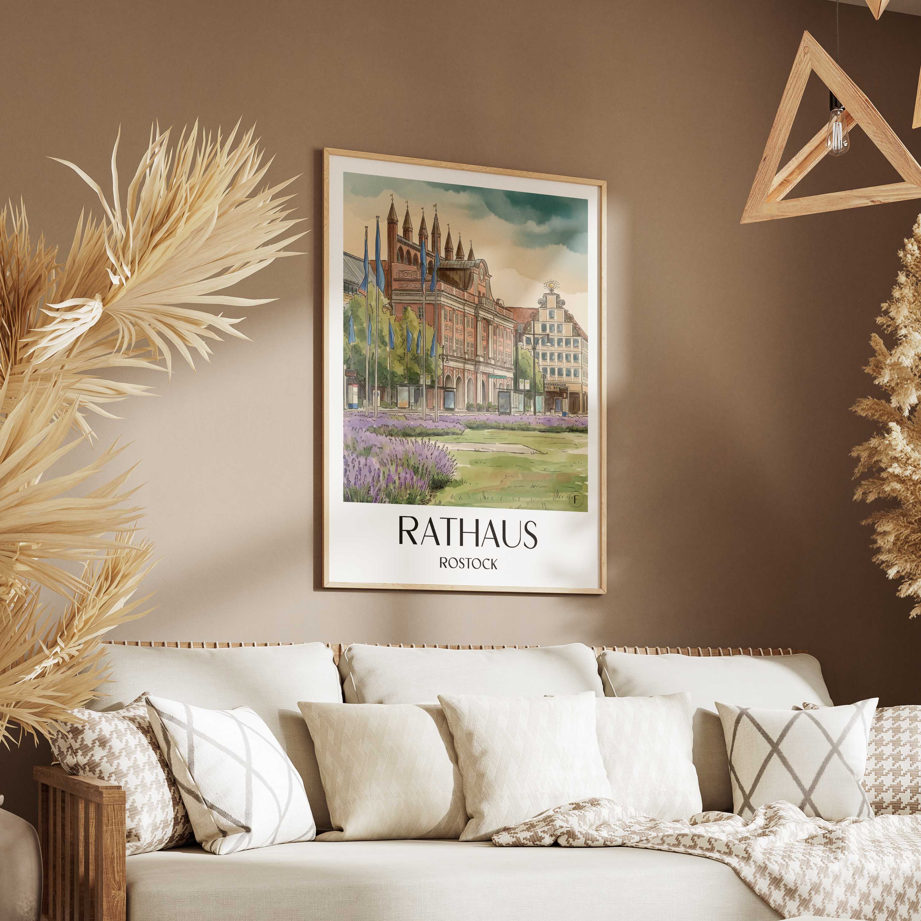 rathaus-rostock-deutschland-poster-aquarell