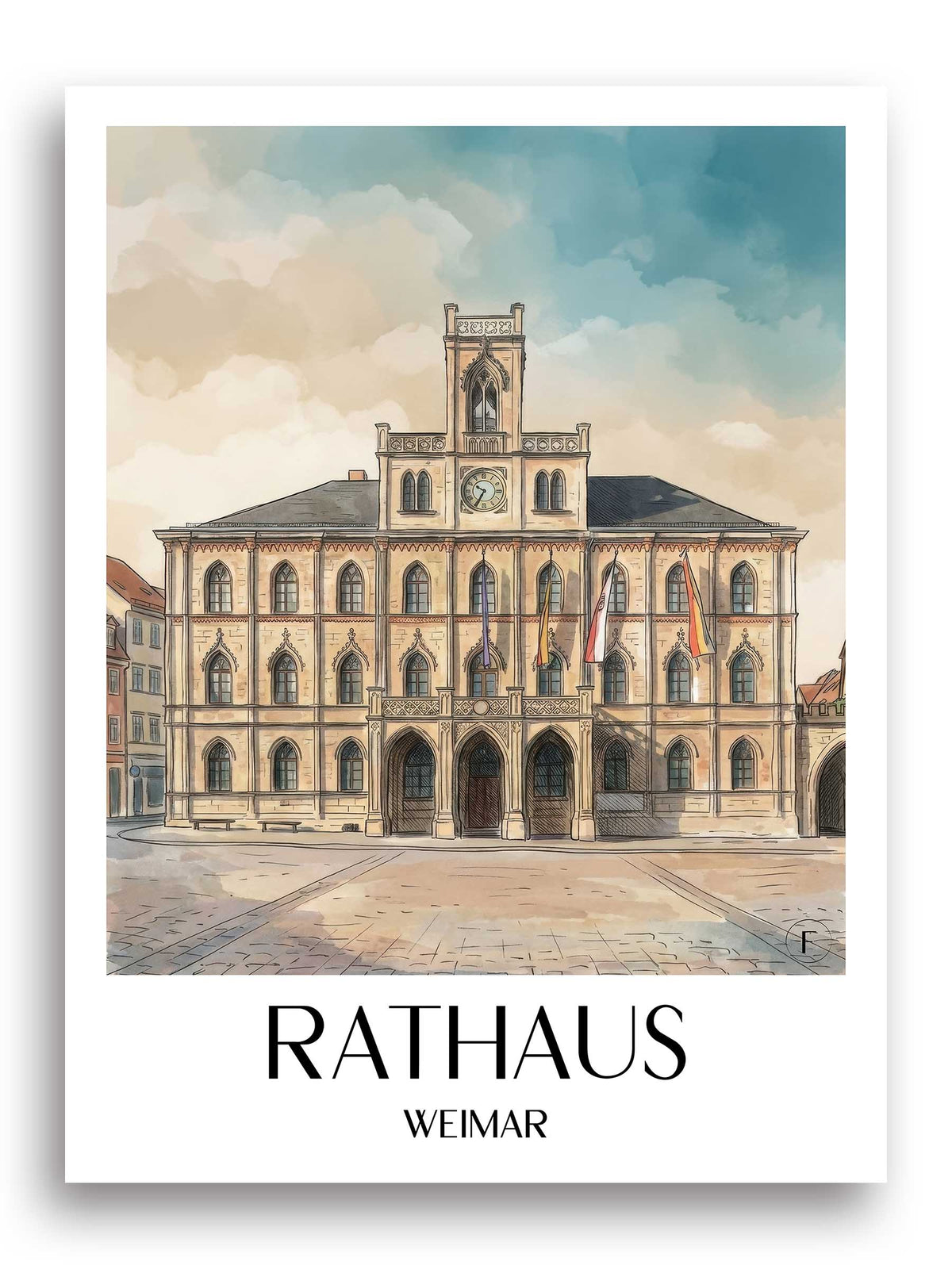 rathaus-weimar-deutschland-poster-aquarell