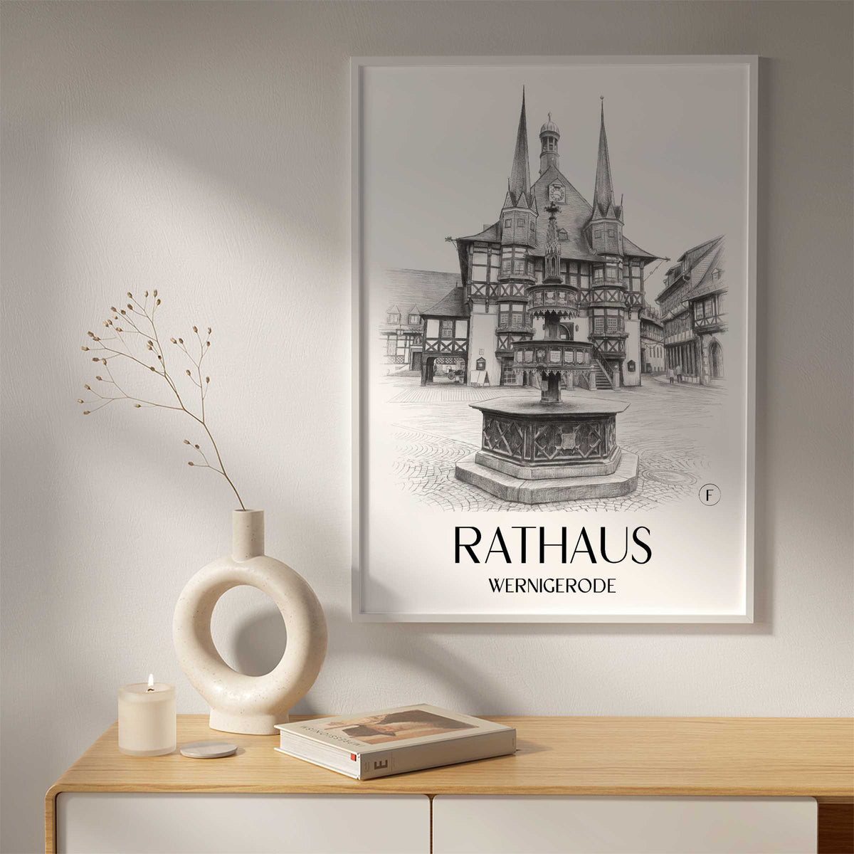 rathaus-wernigerode-deutschland-poster-bleistift-zeichnung-drawing