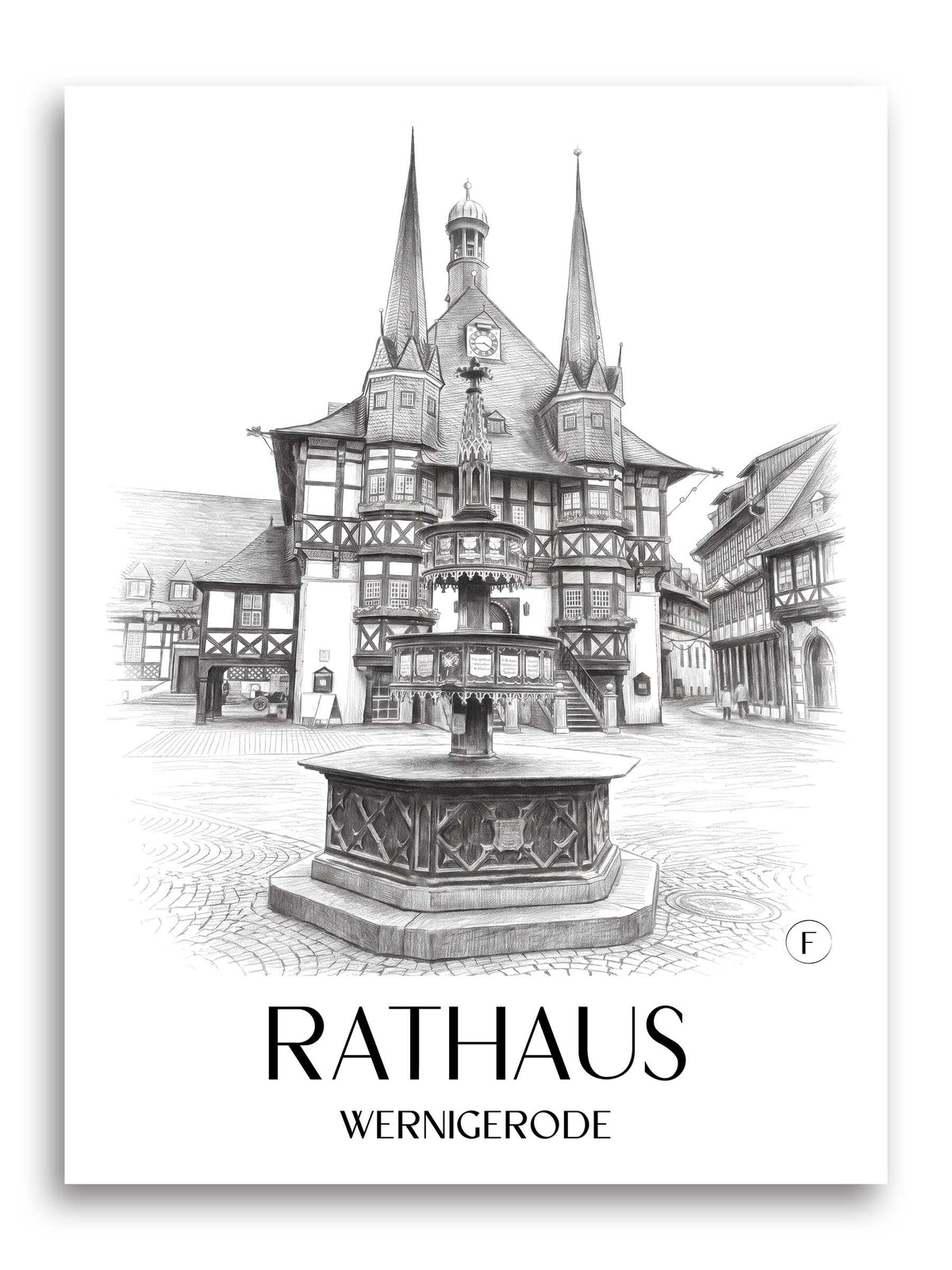 rathaus-wernigerode-deutschland-poster-bleistift-zeichnung-drawing