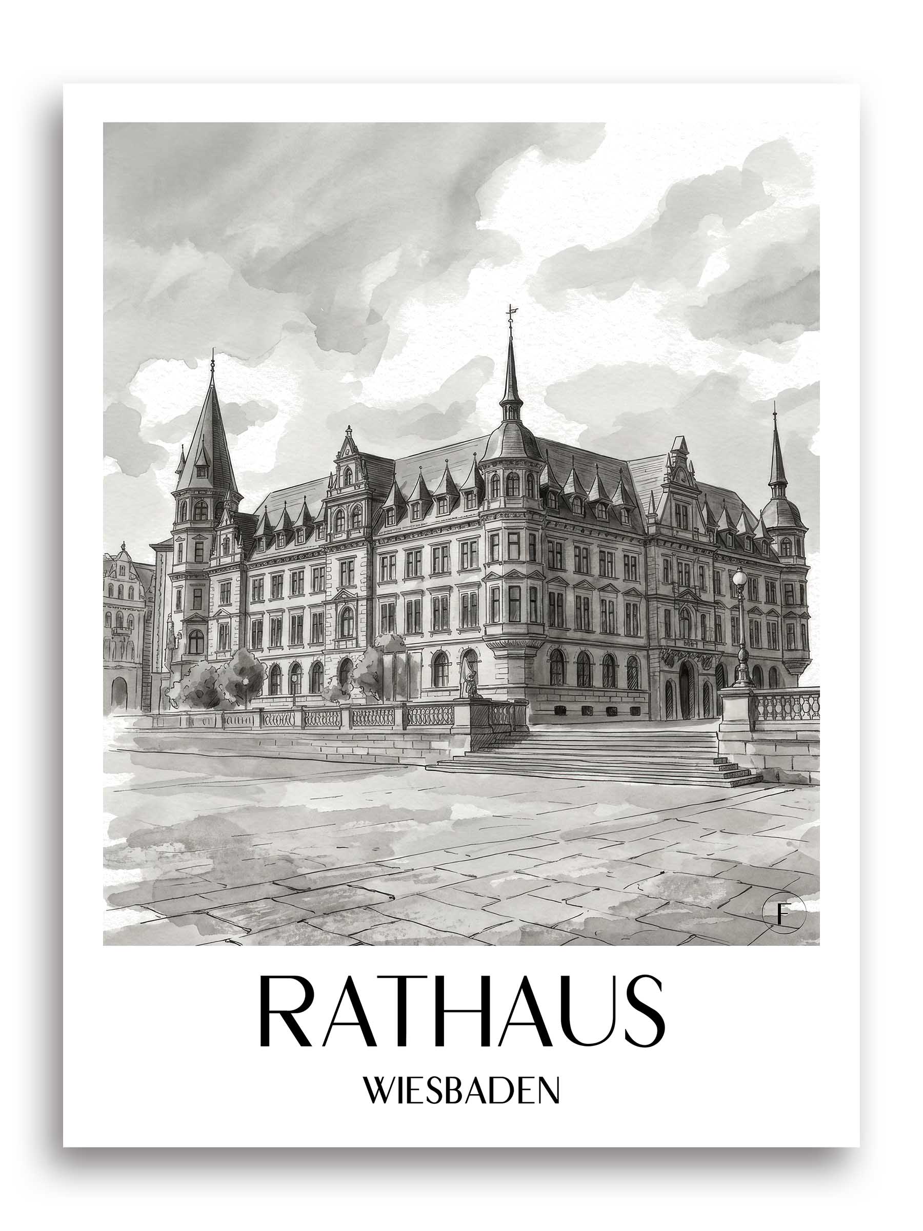rathaus-wiesbaden-deutschland-poster-aquarell-schwarz-weiss