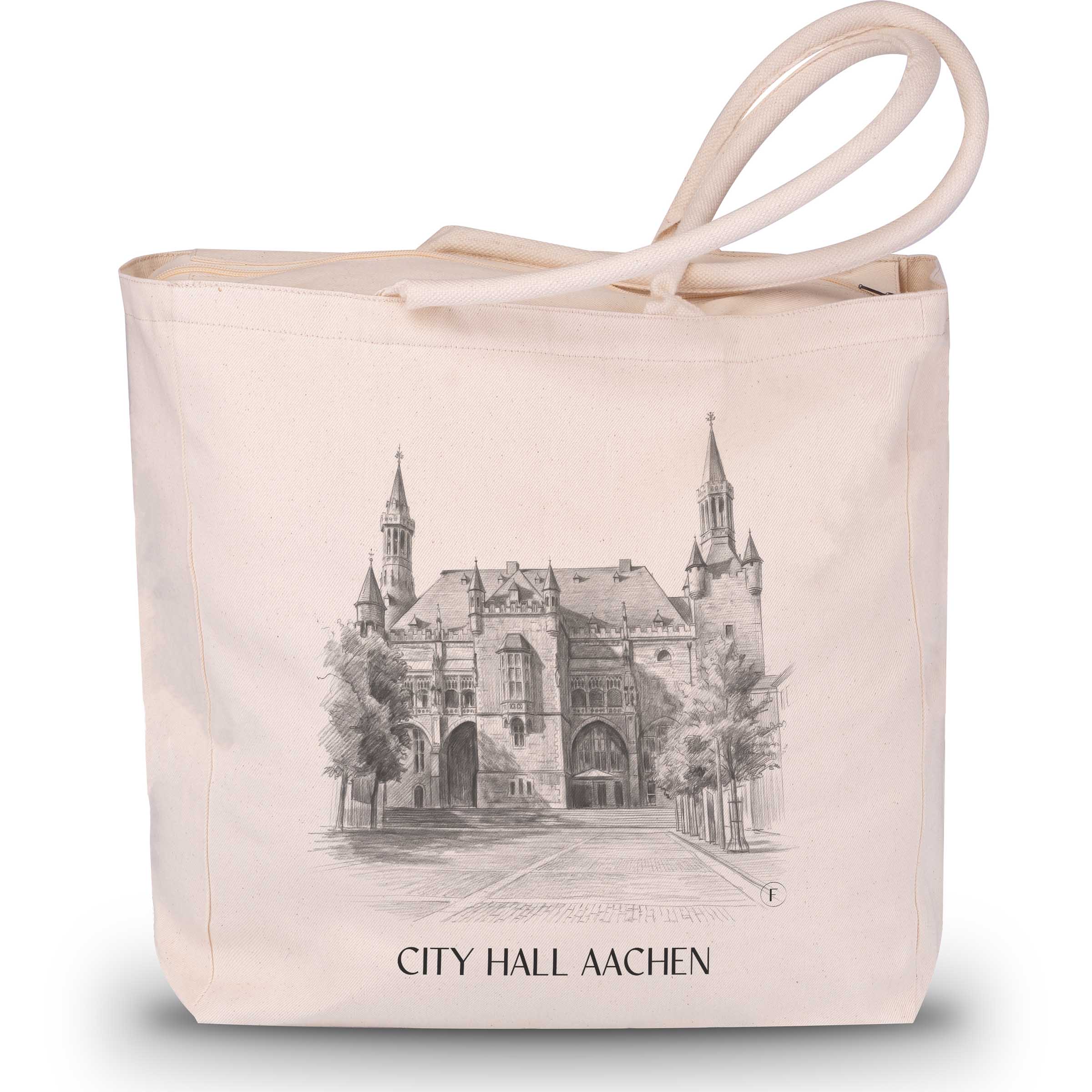 Rathaus Shopping Tasche - Aachen - Deutschland Tote Bag - Einkaufstasche im Zeichnung Stil