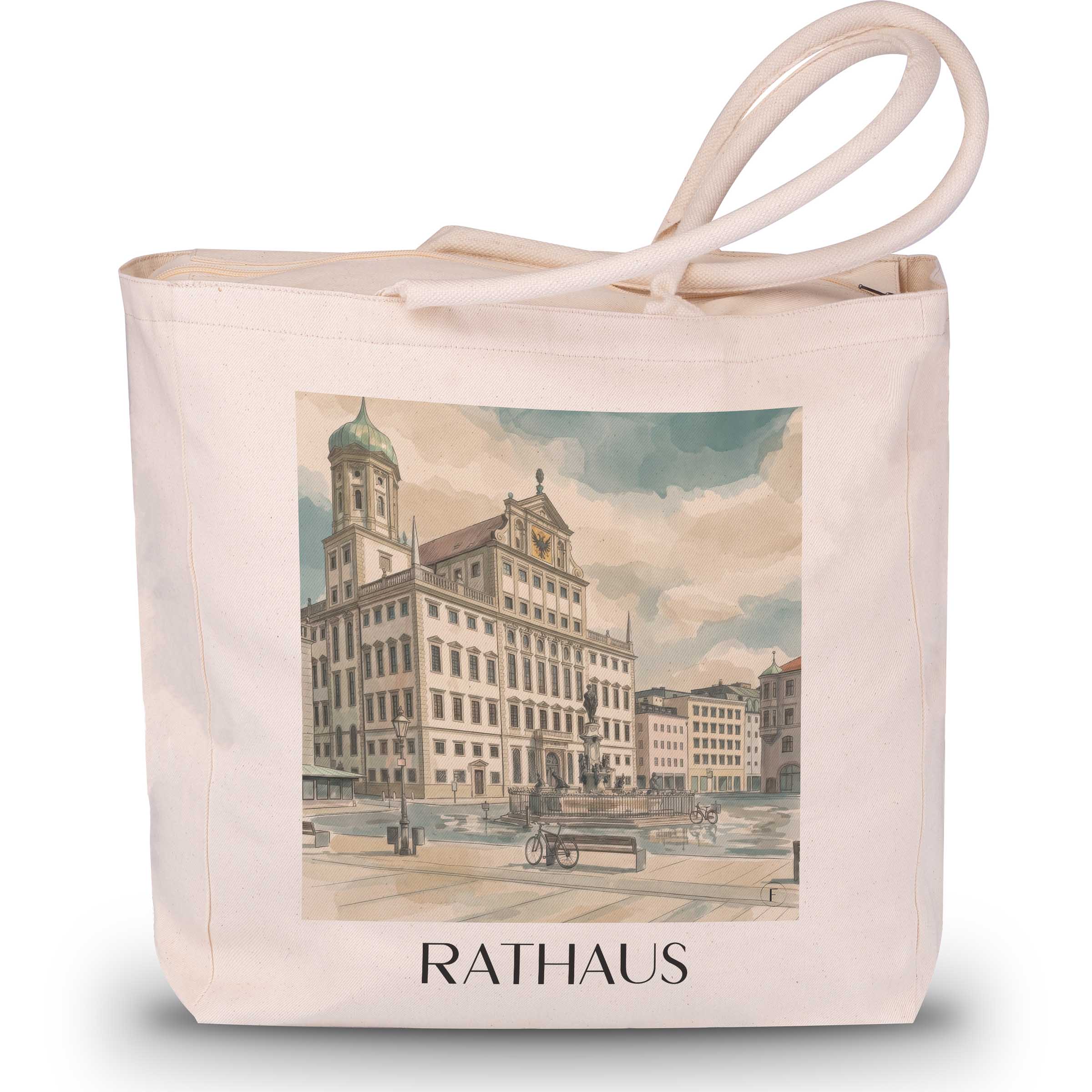 rathaus-augsburg-deutschland-einkaufstasche-aquarell