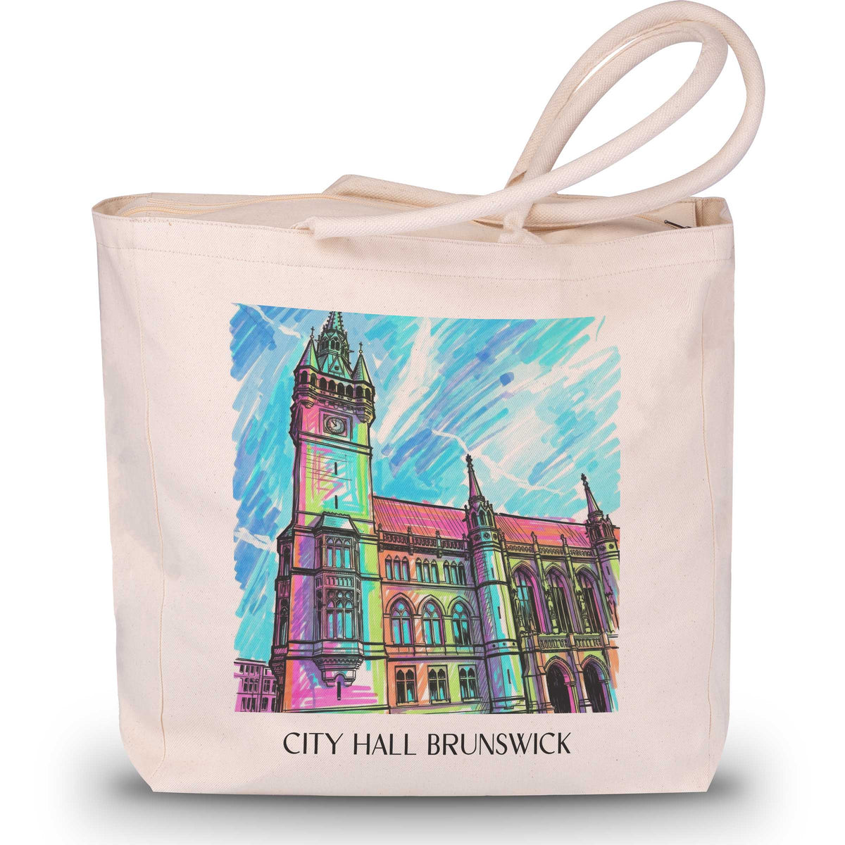 Rathaus Shopping Tasche - Braunschweig - Deutschland Tote Bag - Einkaufstasche im Tag Graffiti Stil - favplace