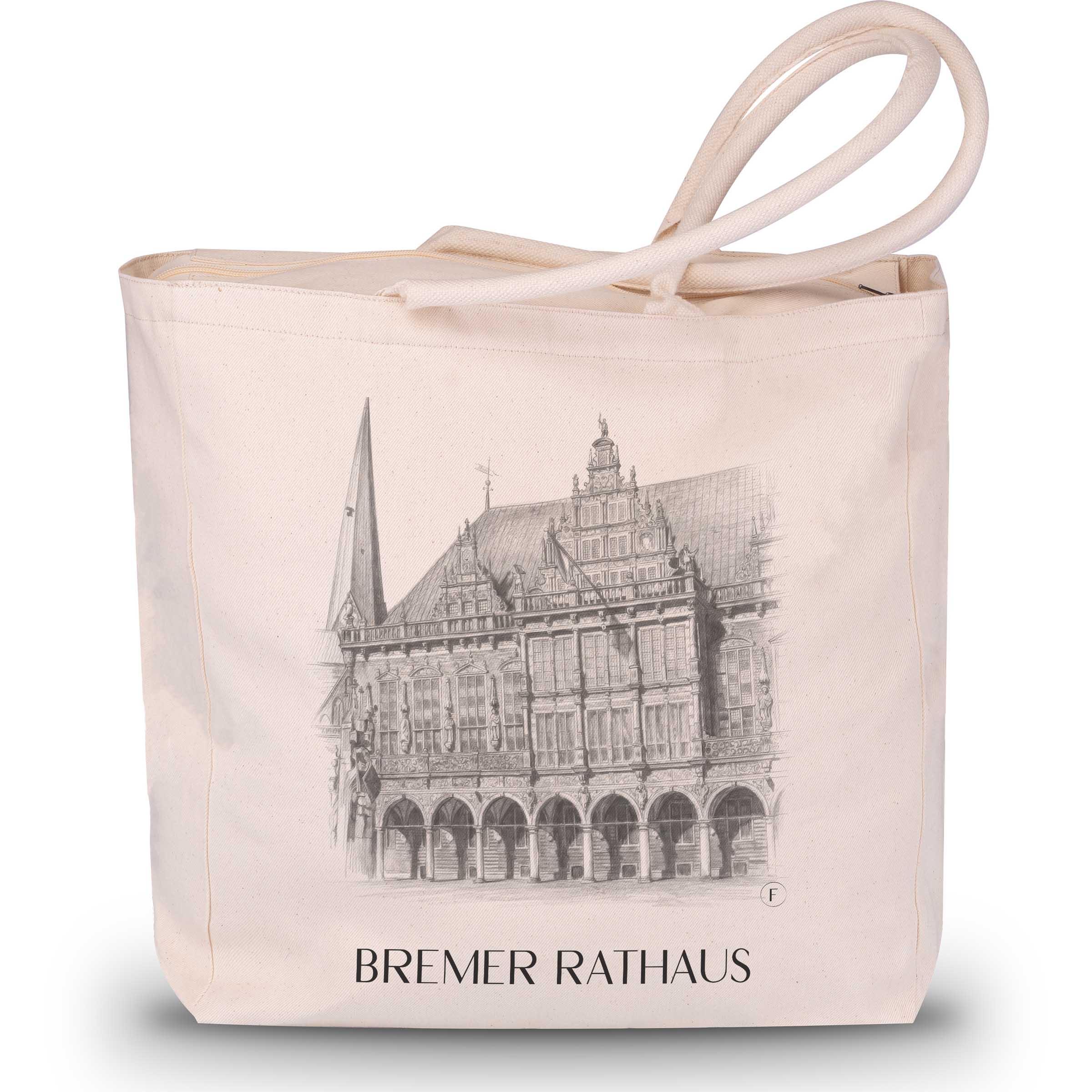 rathaus-bremen-deutschland-einkaufstasche-bleistift-zeichnung-drawing