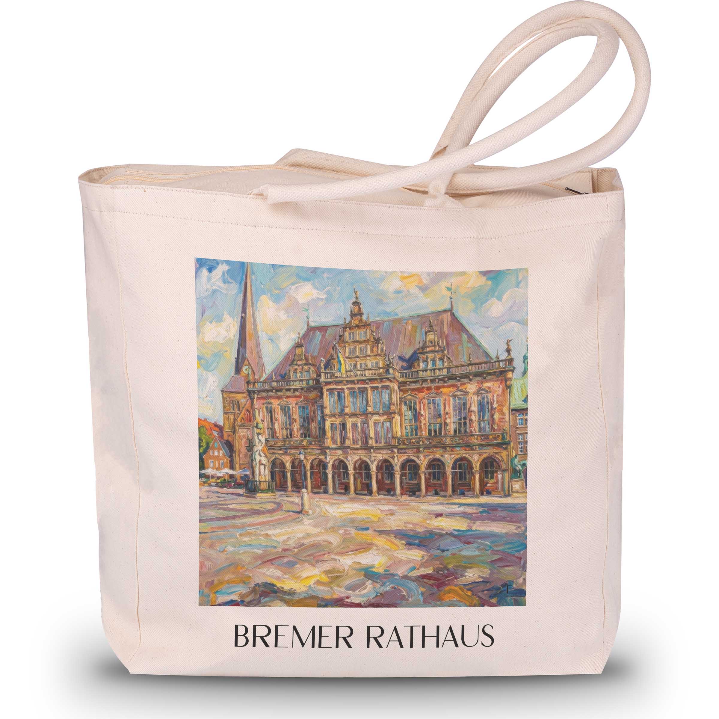 rathaus-bremen-deutschland-einkaufstasche-oil-painting-oelgemaelde