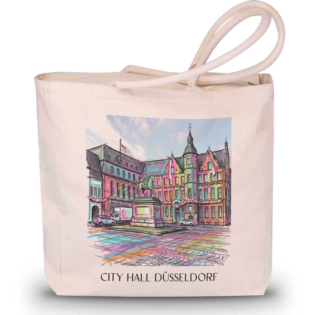 Rathaus Shopping Tasche - Düsseldorf - Deutschland Tote Bag - Einkaufstasche im Tag Graffiti Stil - favplace