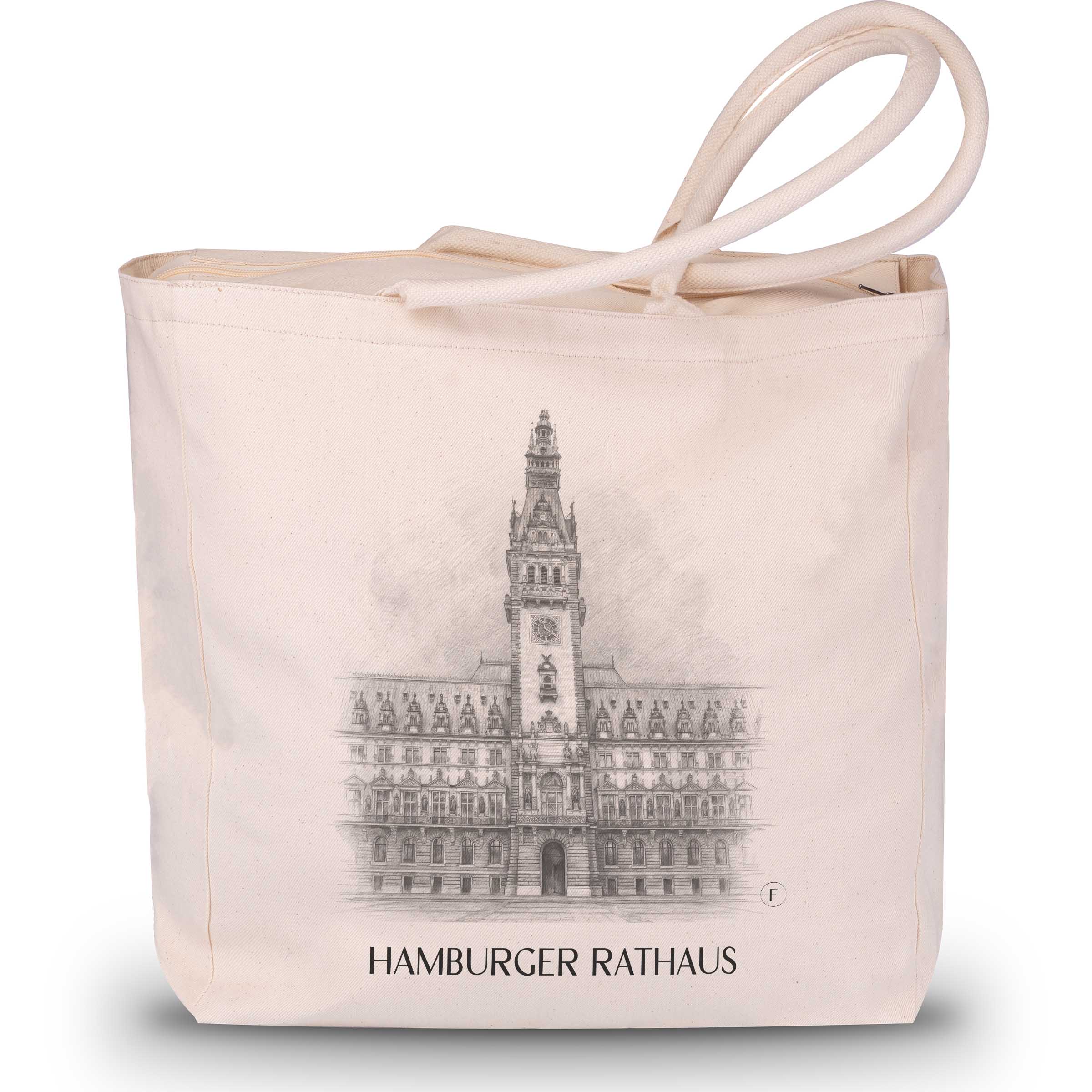 rathaus-hamburg-deutschland-einkaufstasche-bleistift-zeichnung-drawing