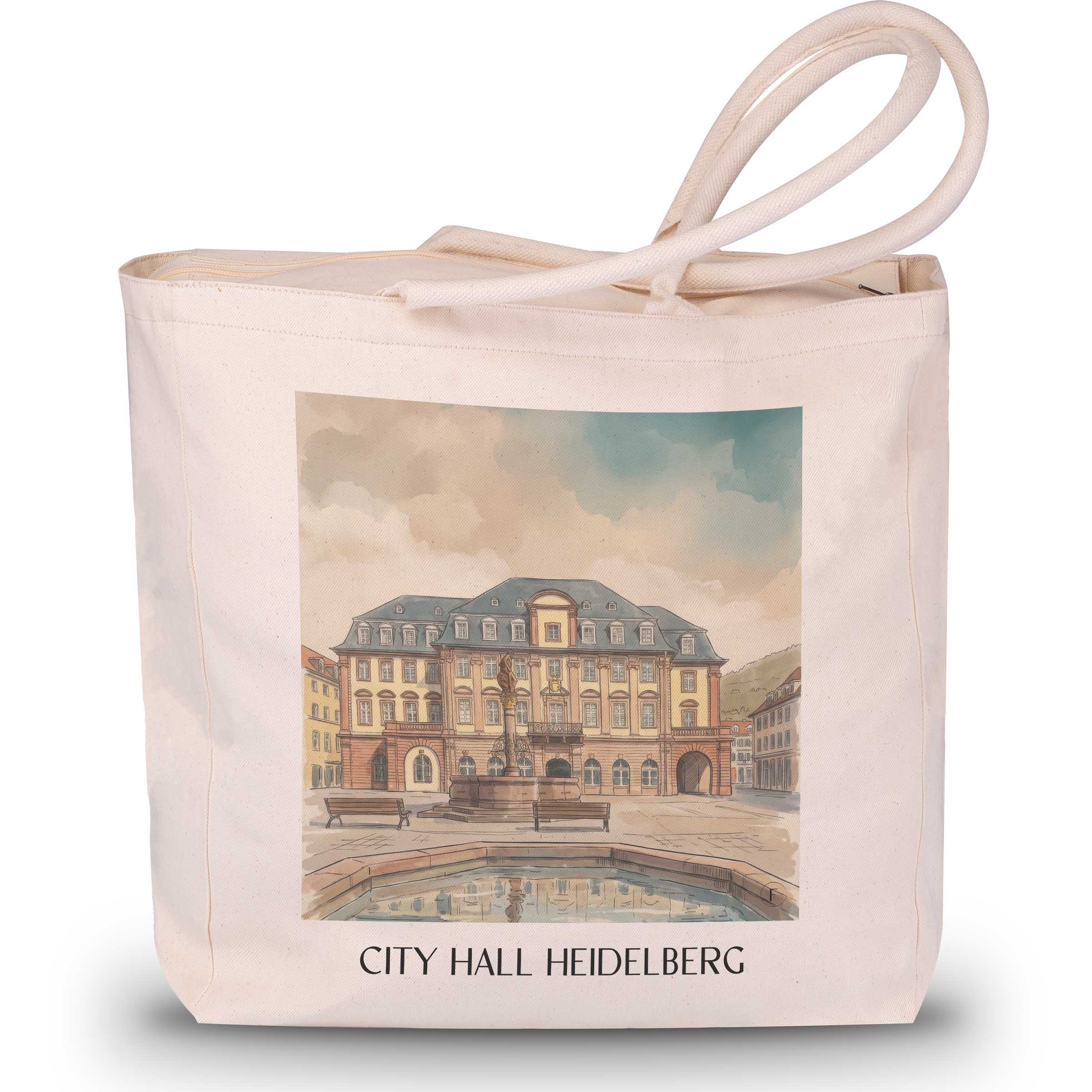 Rathaus Shopping Tasche - Heidelberg - Deutschland Tote Bag - Einkaufstasche im Aquarell Stil - favplace