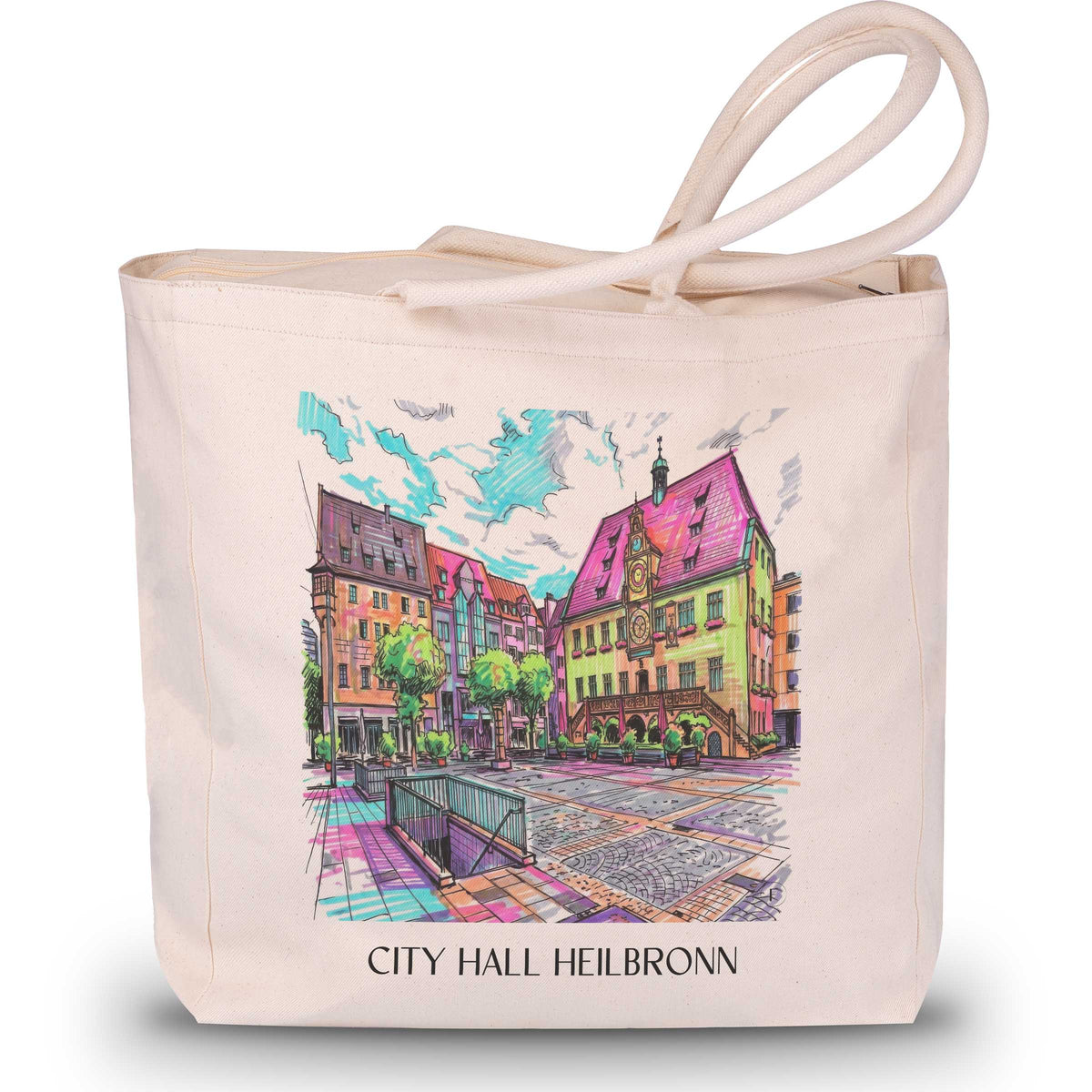 Rathaus Shopping Tasche - Heilbronn - Deutschland Tote Bag - Einkaufstasche im Tag Graffiti Stil - favplace