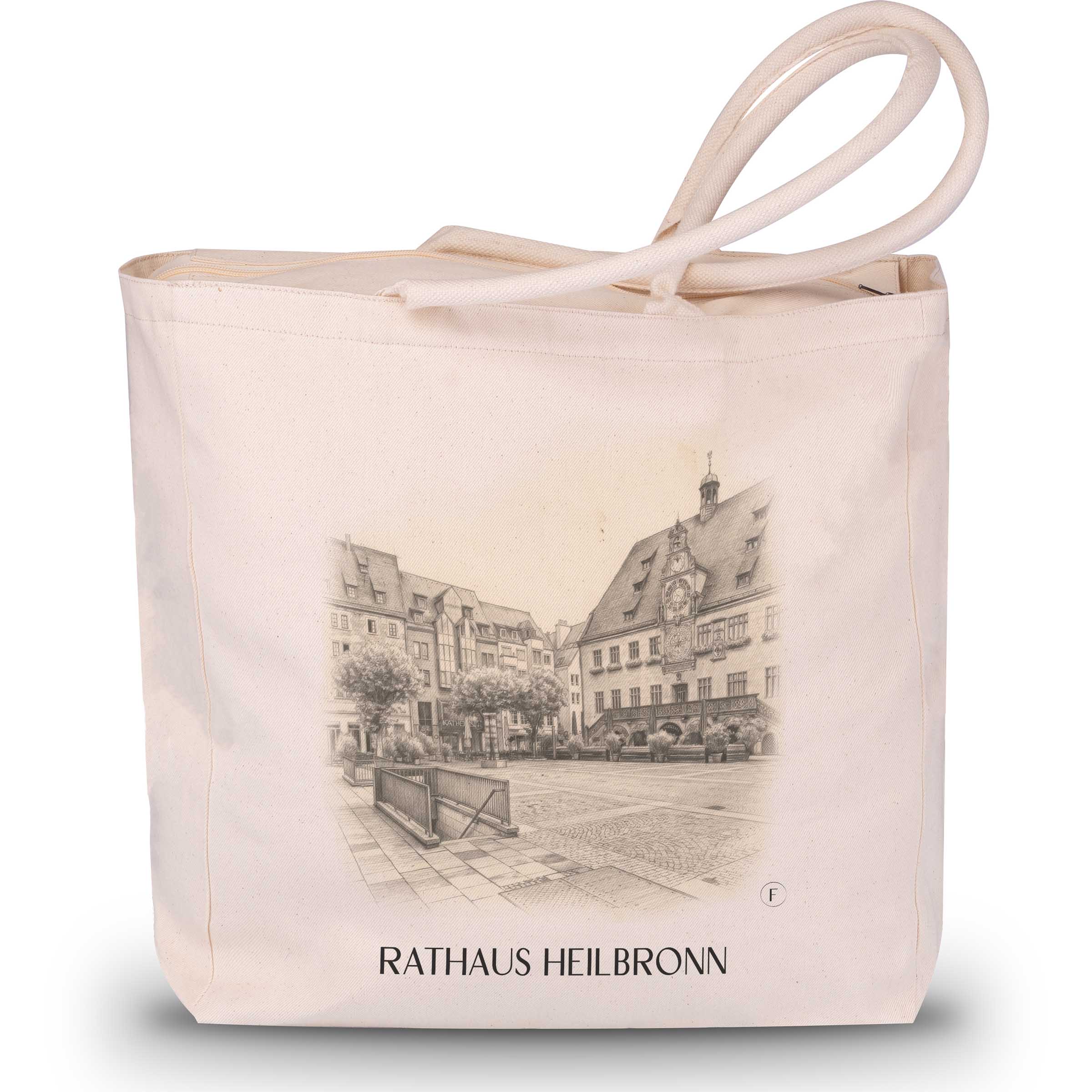 rathaus-heilbronn-deutschland-einkaufstasche-bleistift-zeichnung-drawing
