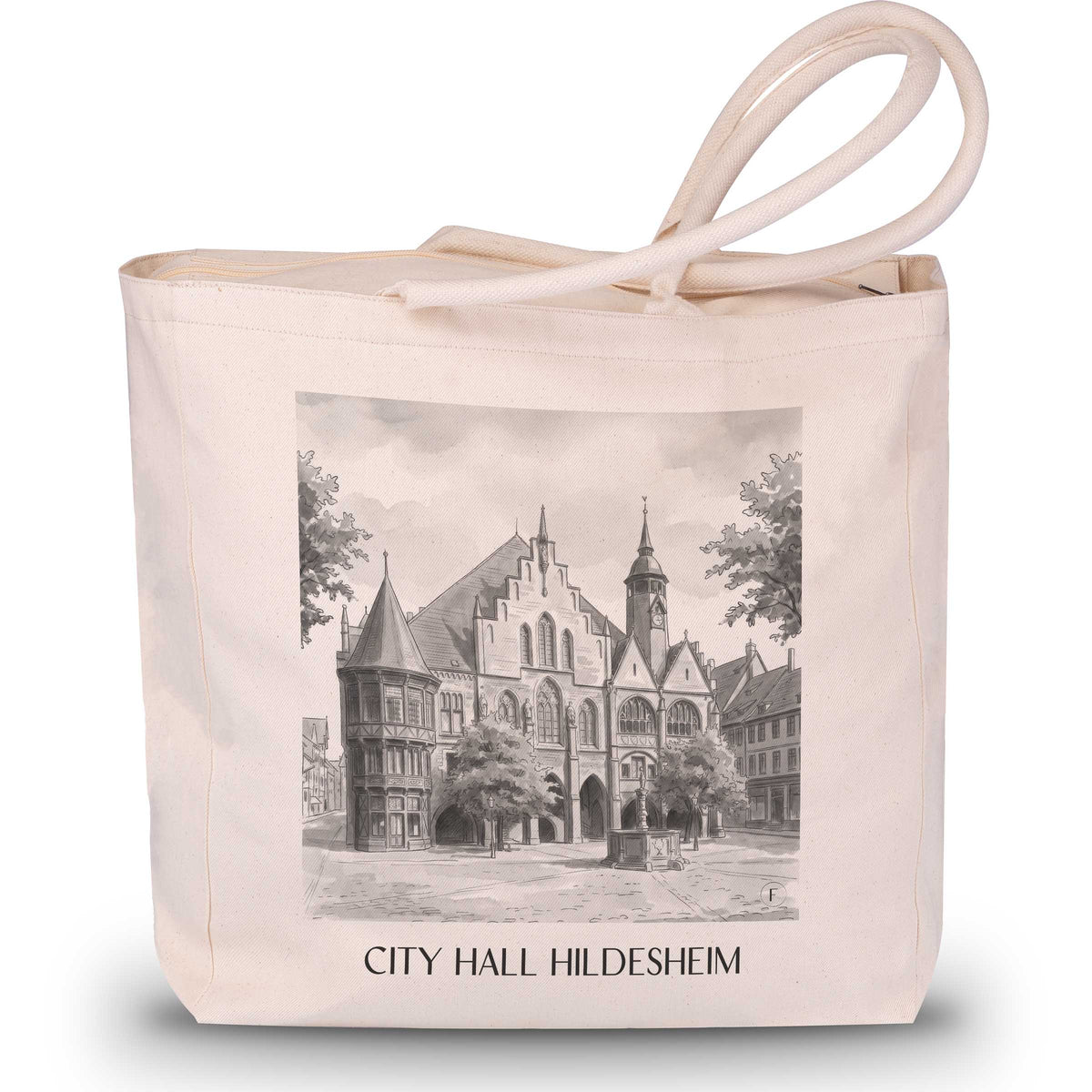Rathaus Shopping Tasche - Hildesheim - Deutschland Tote Bag - Einkaufstasche im Aquarell Schwarz-Weiß Stil - favplace