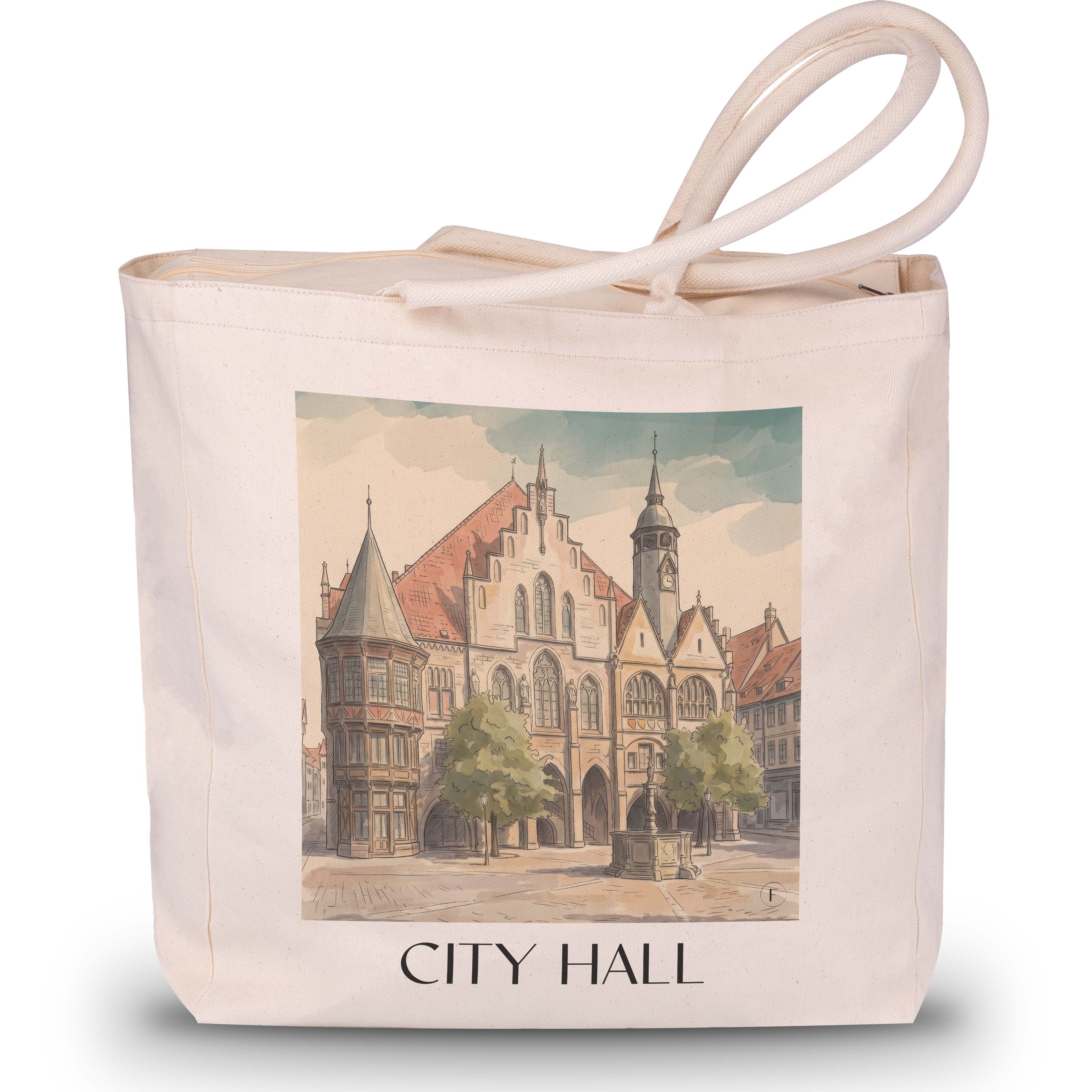 Rathaus Shopping Tasche - Hildesheim - Deutschland Tote Bag - Einkaufstasche im Aquarell Stil - favplace