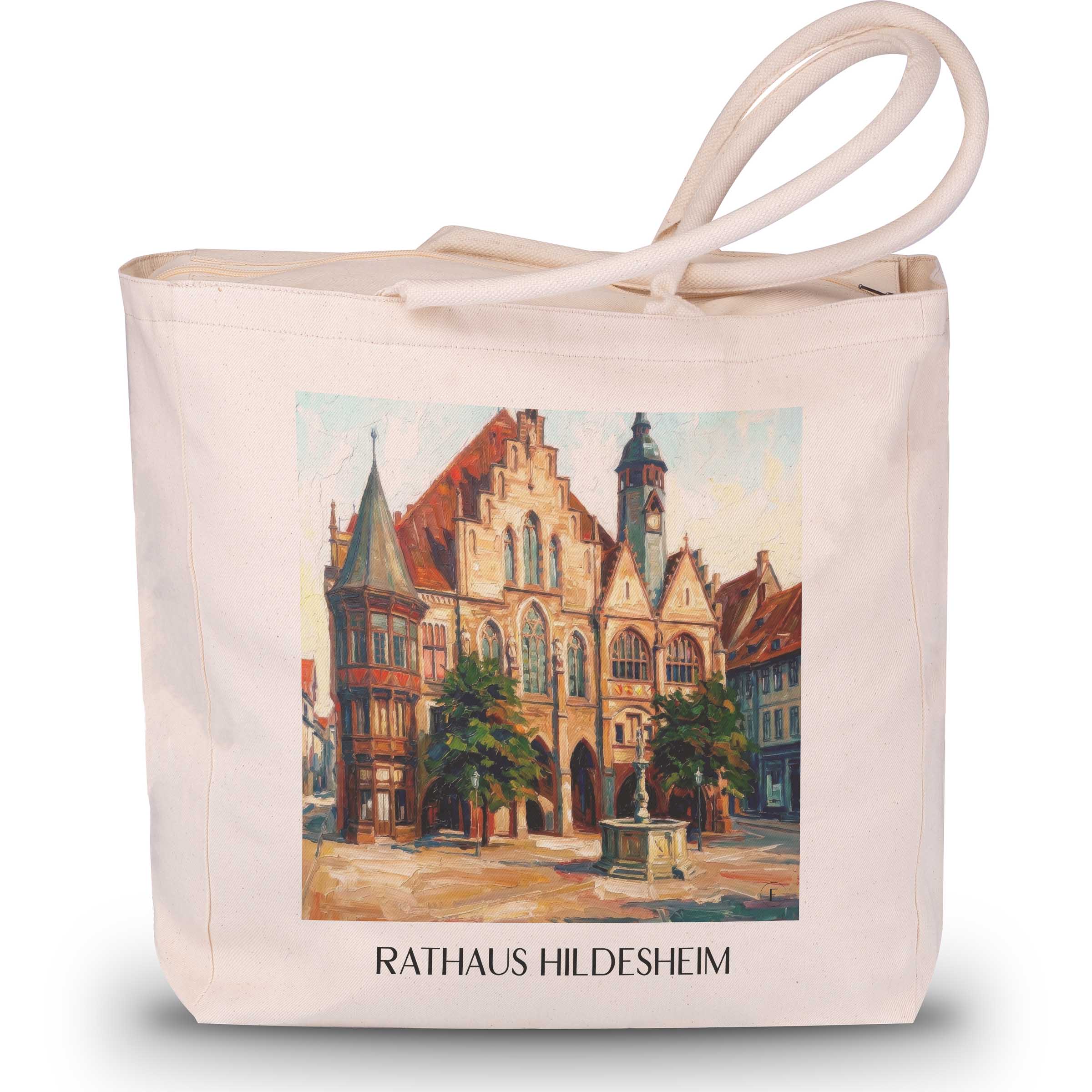 rathaus--hildesheim-deutschland-einkaufstasche-oil-painting-oelgemaelde