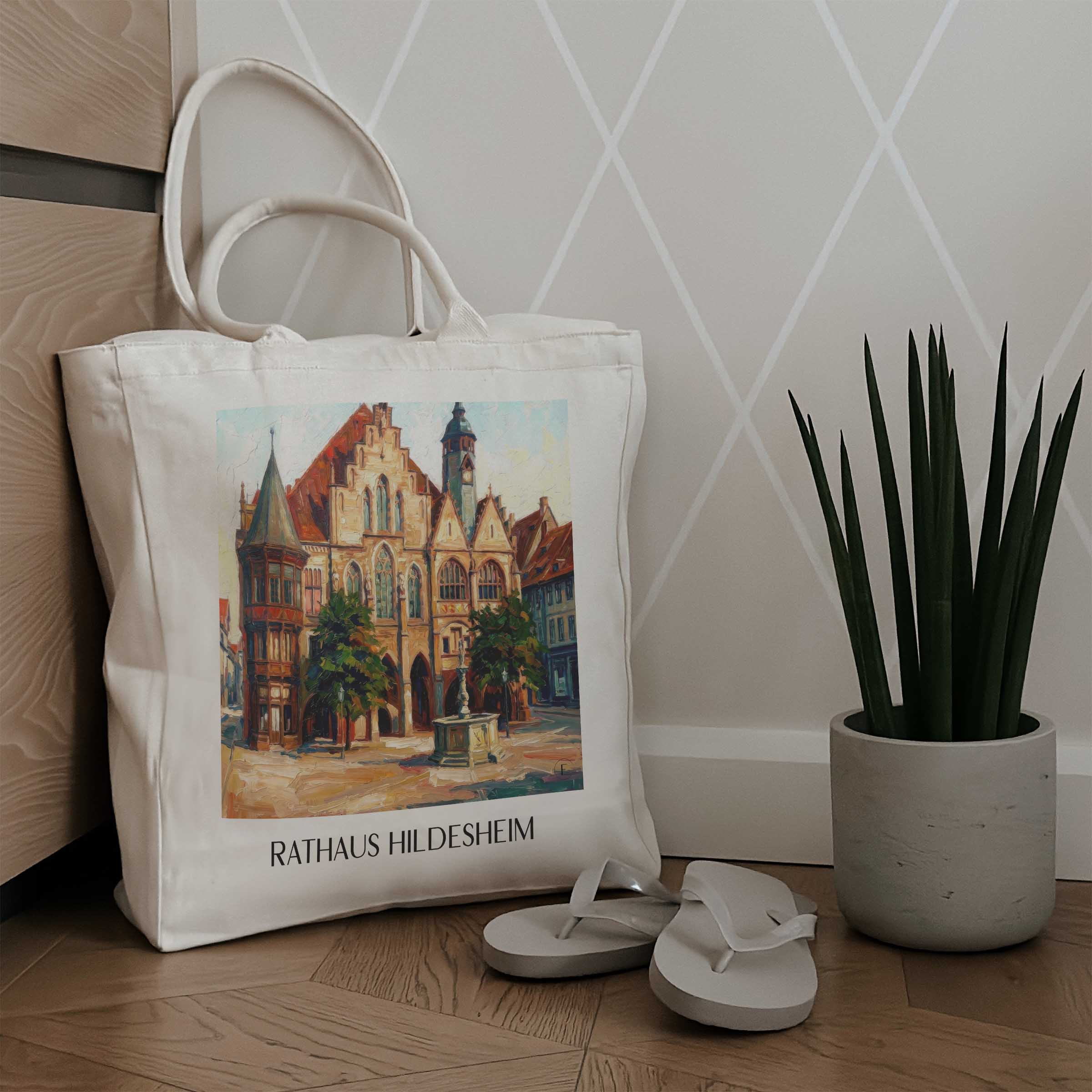 rathaus--hildesheim-deutschland-einkaufstasche-oil-painting-oelgemaelde