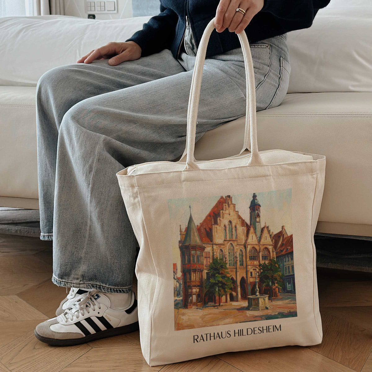 rathaus--hildesheim-deutschland-einkaufstasche-oil-painting-oelgemaelde