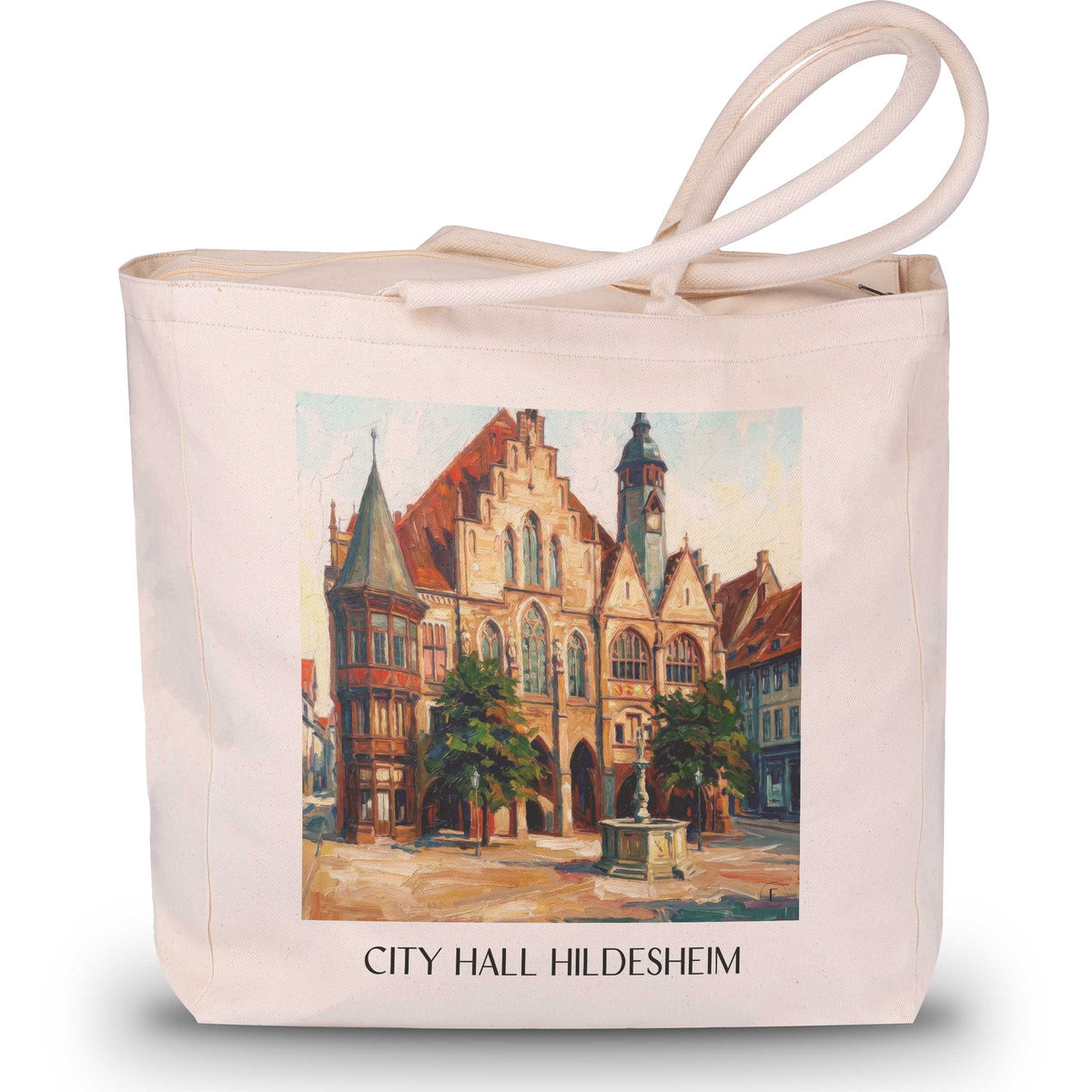 Rathaus Shopping Tasche - Hildesheim - Deutschland Tote Bag - Einkaufstasche im Ölgemälde Stil - favplace