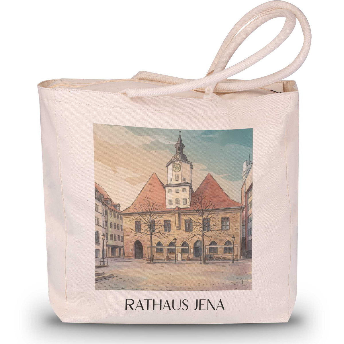 rathaus-jena-deutschland-einkaufstasche-aquarell