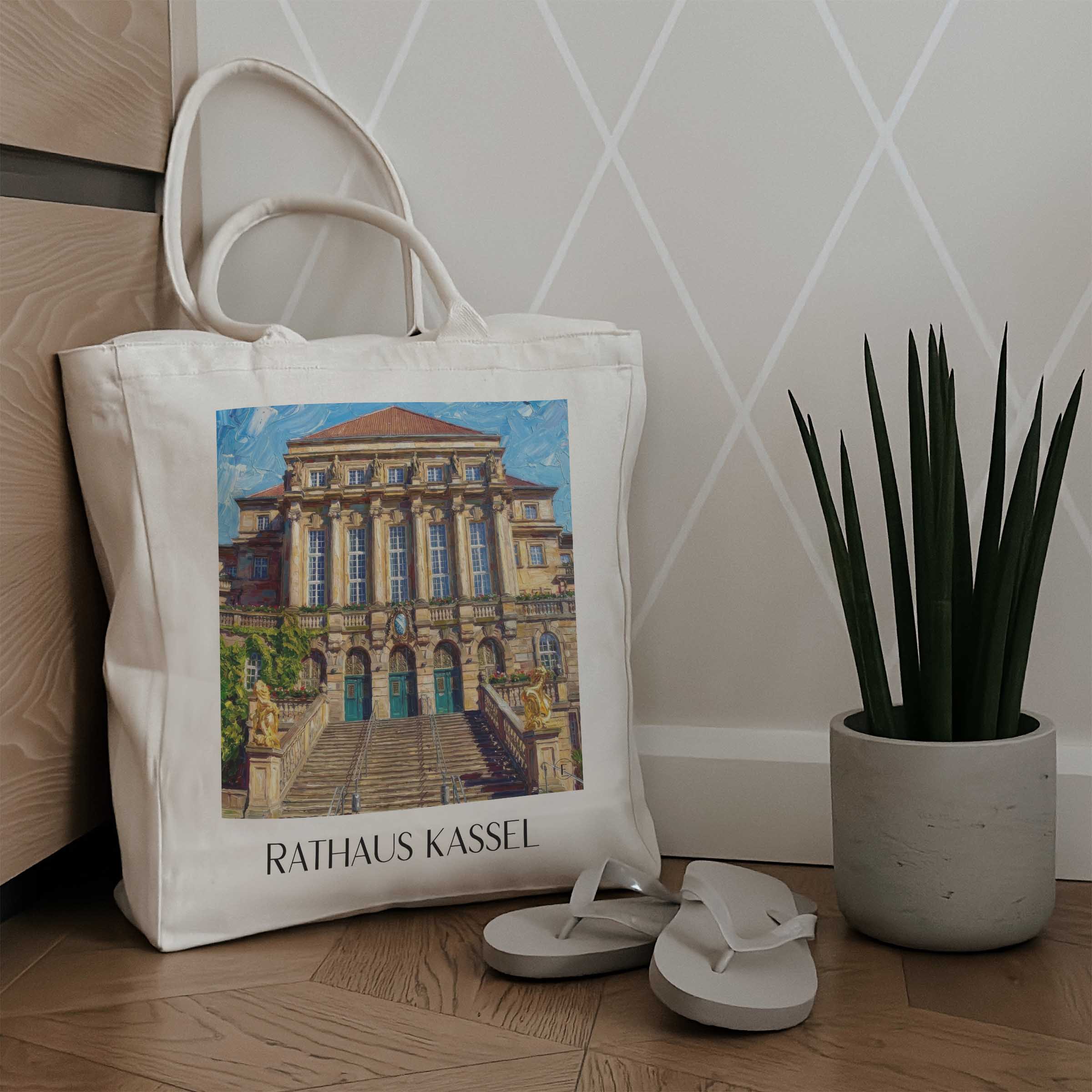 rathaus-kassel-deutschland-einkaufstasche-oil-painting-oelgemaelde