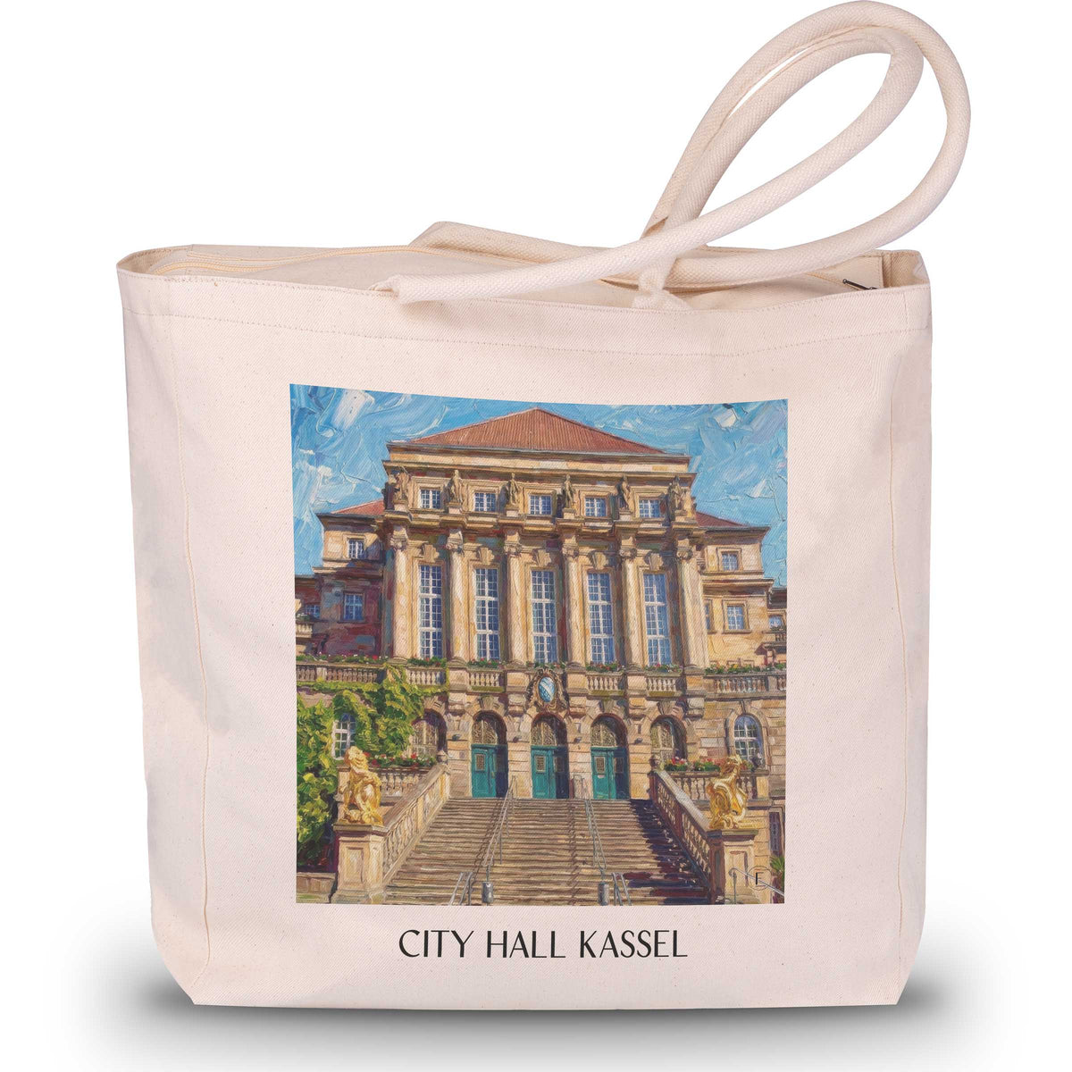 Rathaus Shopping Tasche - Kassel - Deutschland Tote Bag - Einkaufstasche im Ölgemälde Stil - favplace