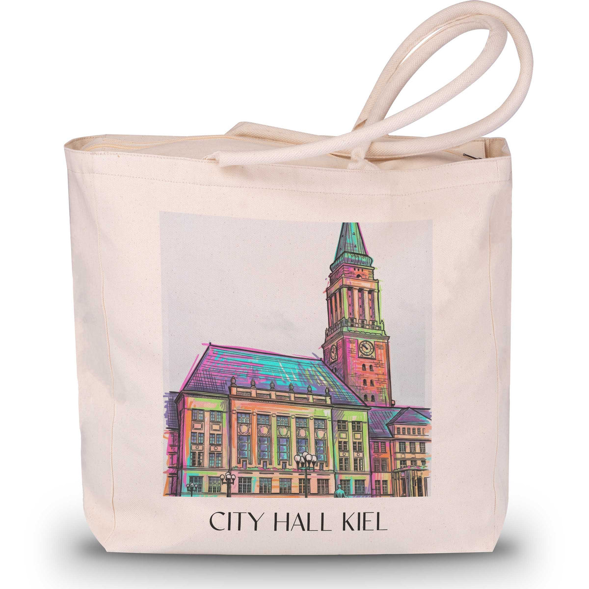 Rathaus Shopping Tasche - Kiel - Deutschland Tote Bag - Einkaufstasche im Tag Graffiti Stil - favplace
