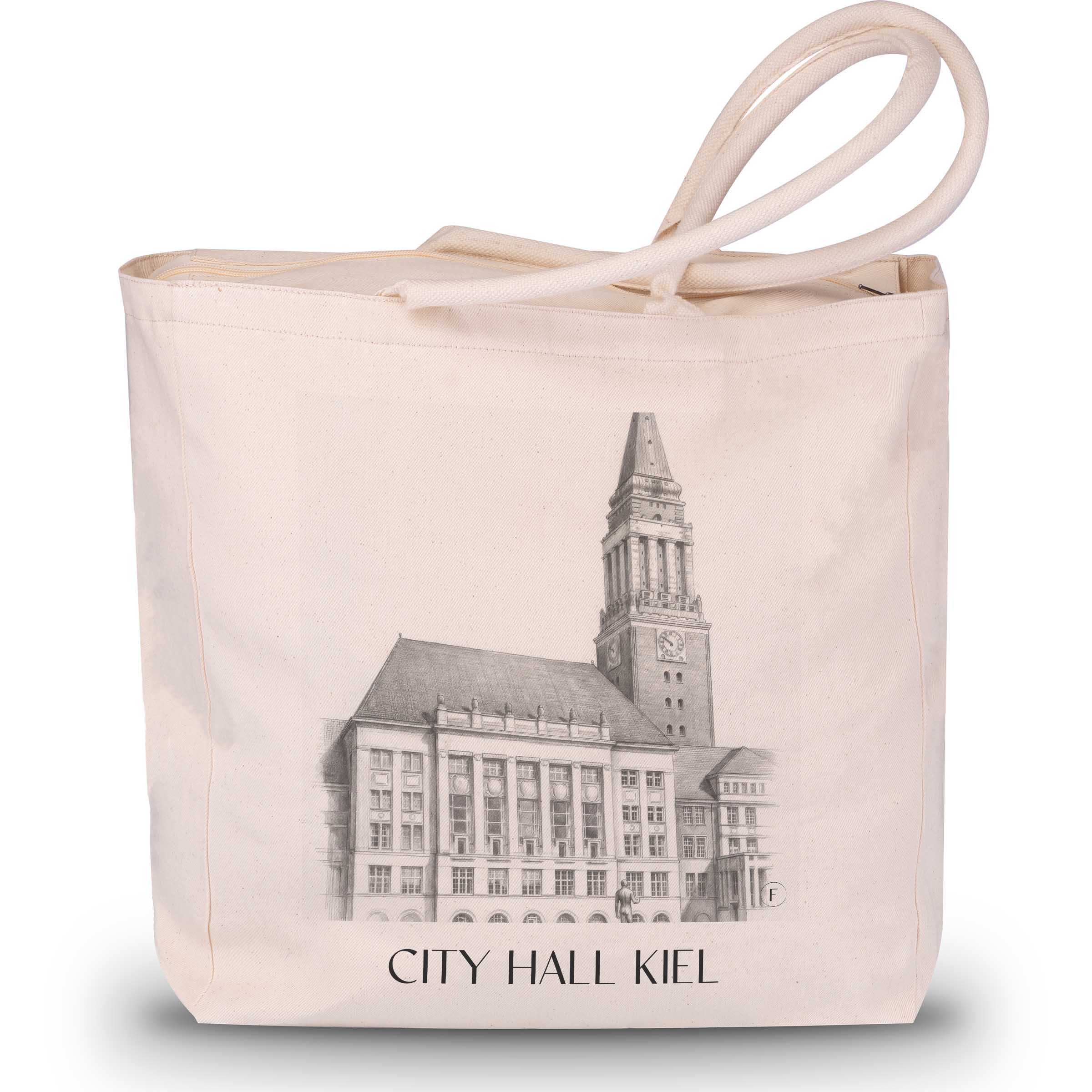 Rathaus Shopping Tasche - Kiel - Deutschland Tote Bag - Einkaufstasche im Zeichnung Stil