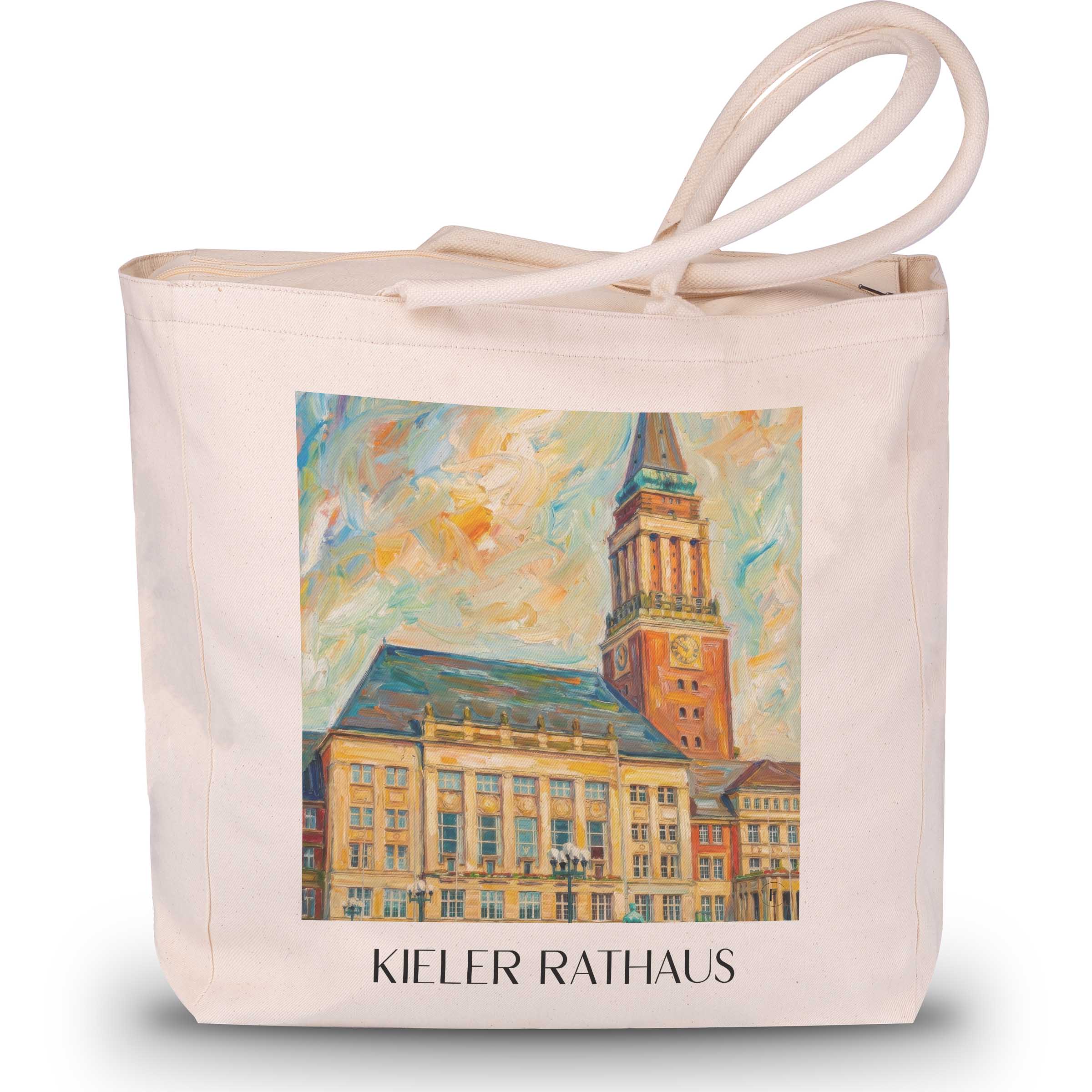 rathaus-kiel-deutschland-einkaufstasche-oil-painting-oelgemaelde