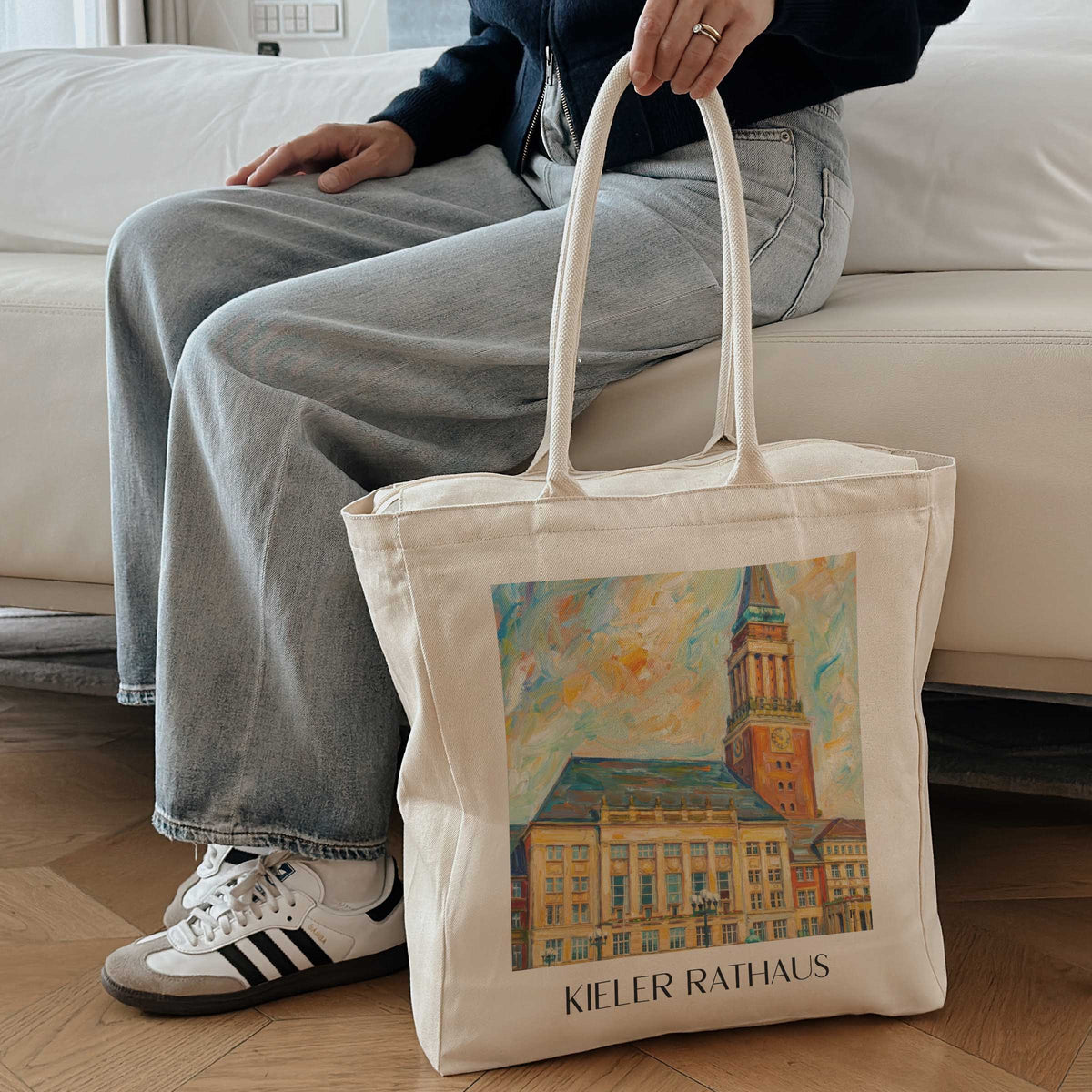rathaus-kiel-deutschland-einkaufstasche-oil-painting-oelgemaelde