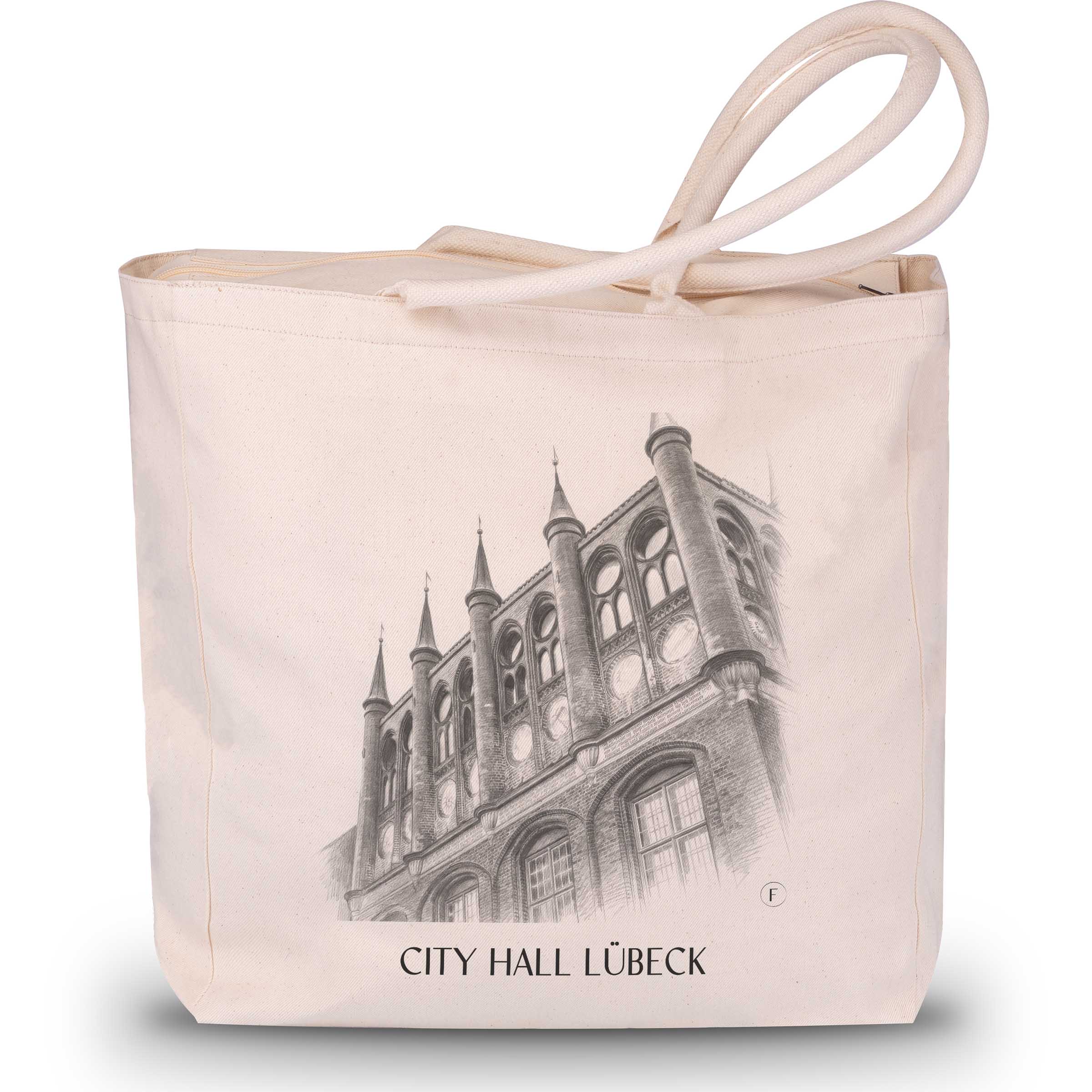 Rathaus Shopping Tasche - Lübeck - Deutschland Tote Bag - Einkaufstasche im Zeichnung Stil