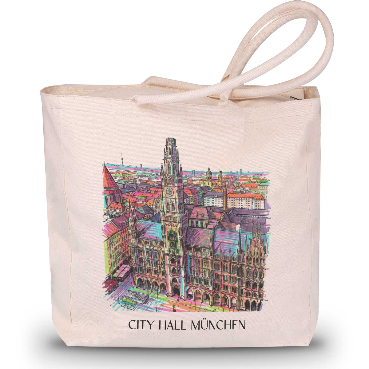 Rathaus Shopping Tasche - München - Deutschland Tote Bag - Einkaufstasche im Tag Graffiti Stil - favplace